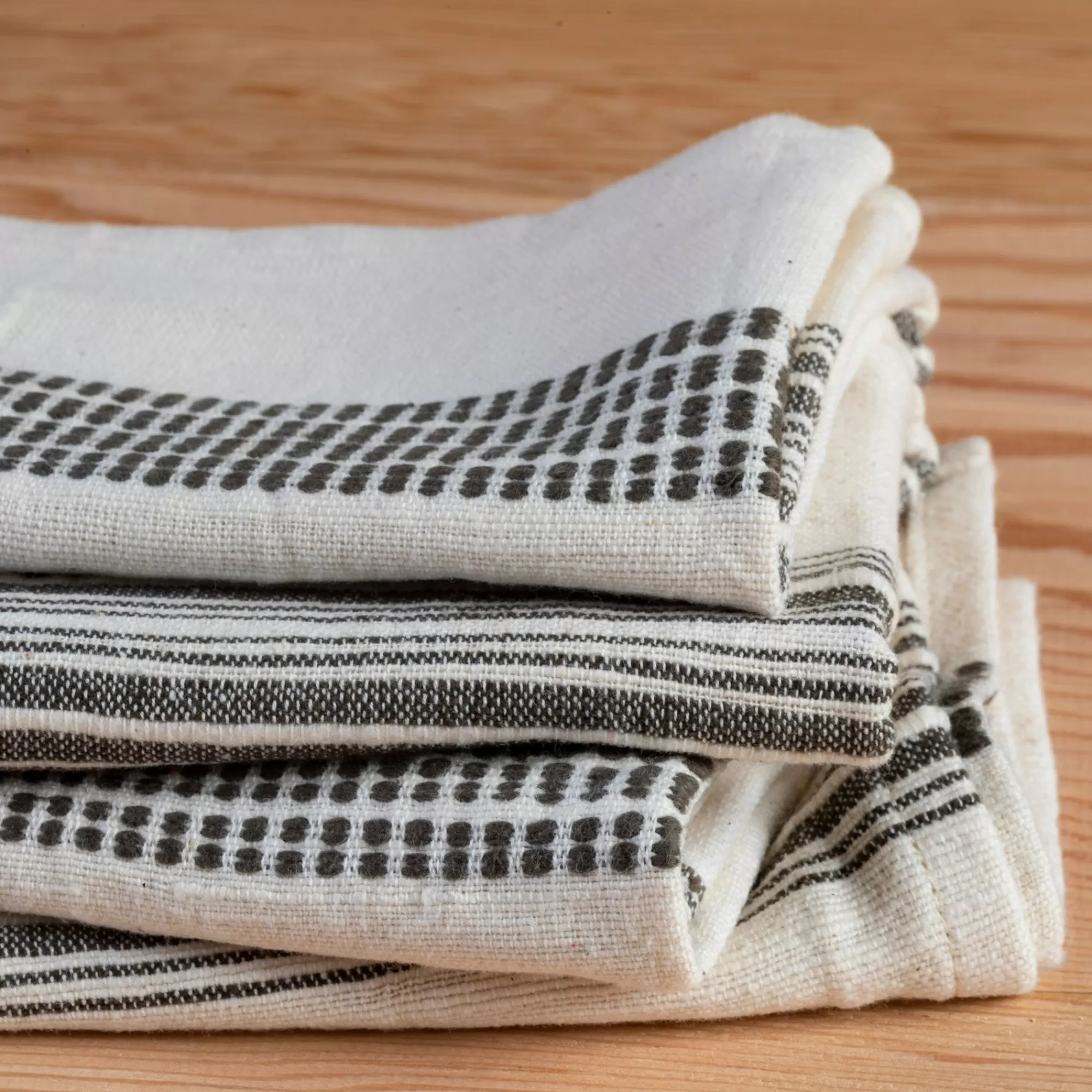 Best Be Home Aden Napkins, Natural with Grey, Set of 4