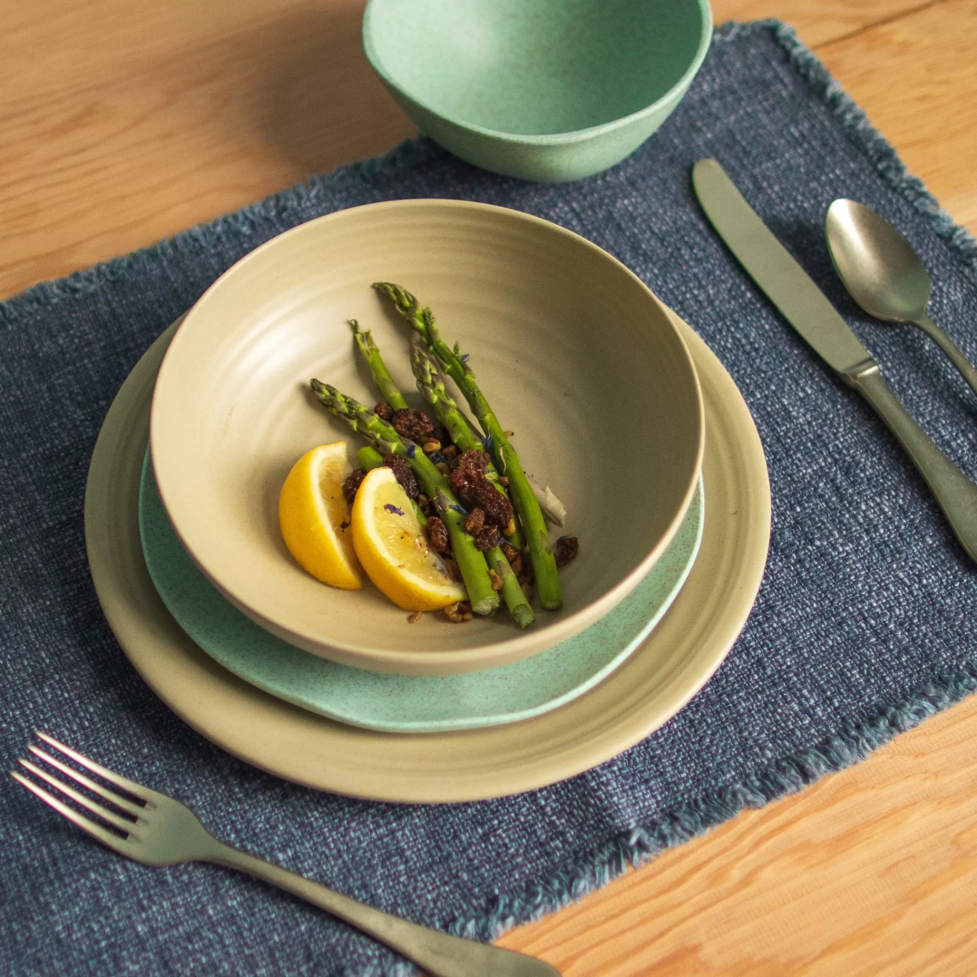 Fashion Be Home Al Fresco Organic Salad Plate, Sage Green, Set of 4