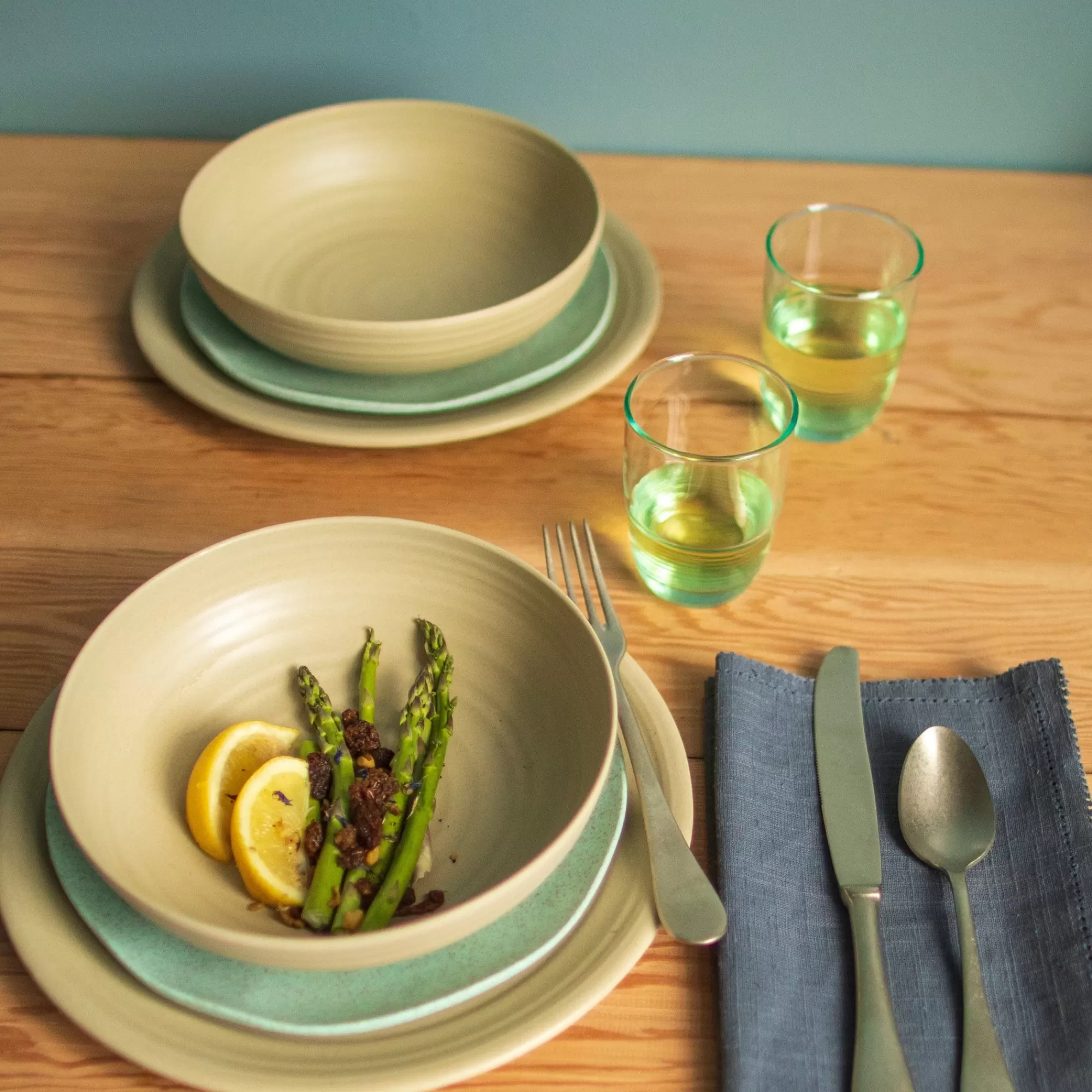 Fashion Be Home Al Fresco Organic Salad Plate, Sage Green, Set of 4