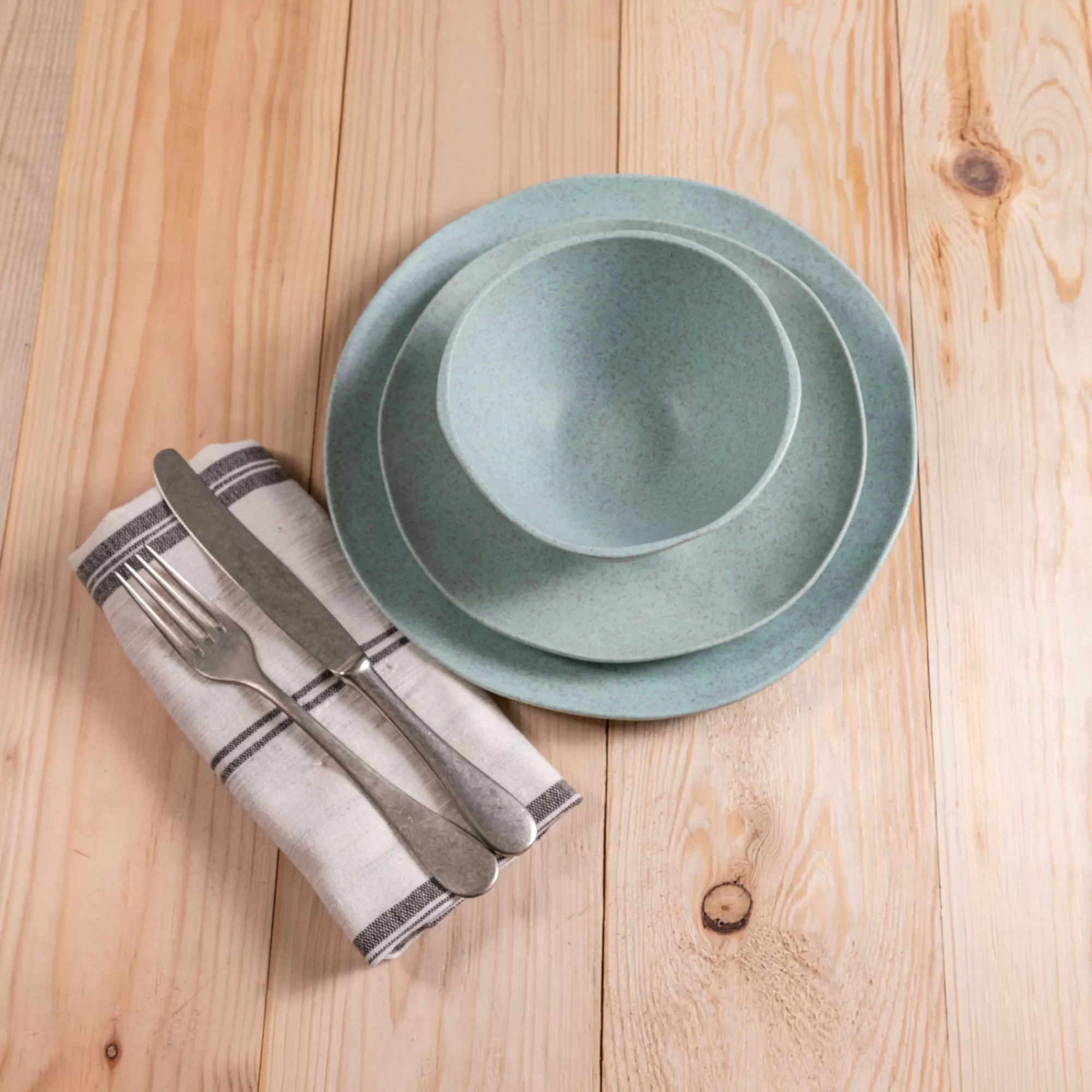 Fashion Be Home Al Fresco Organic Salad Plate, Sage Green, Set of 4