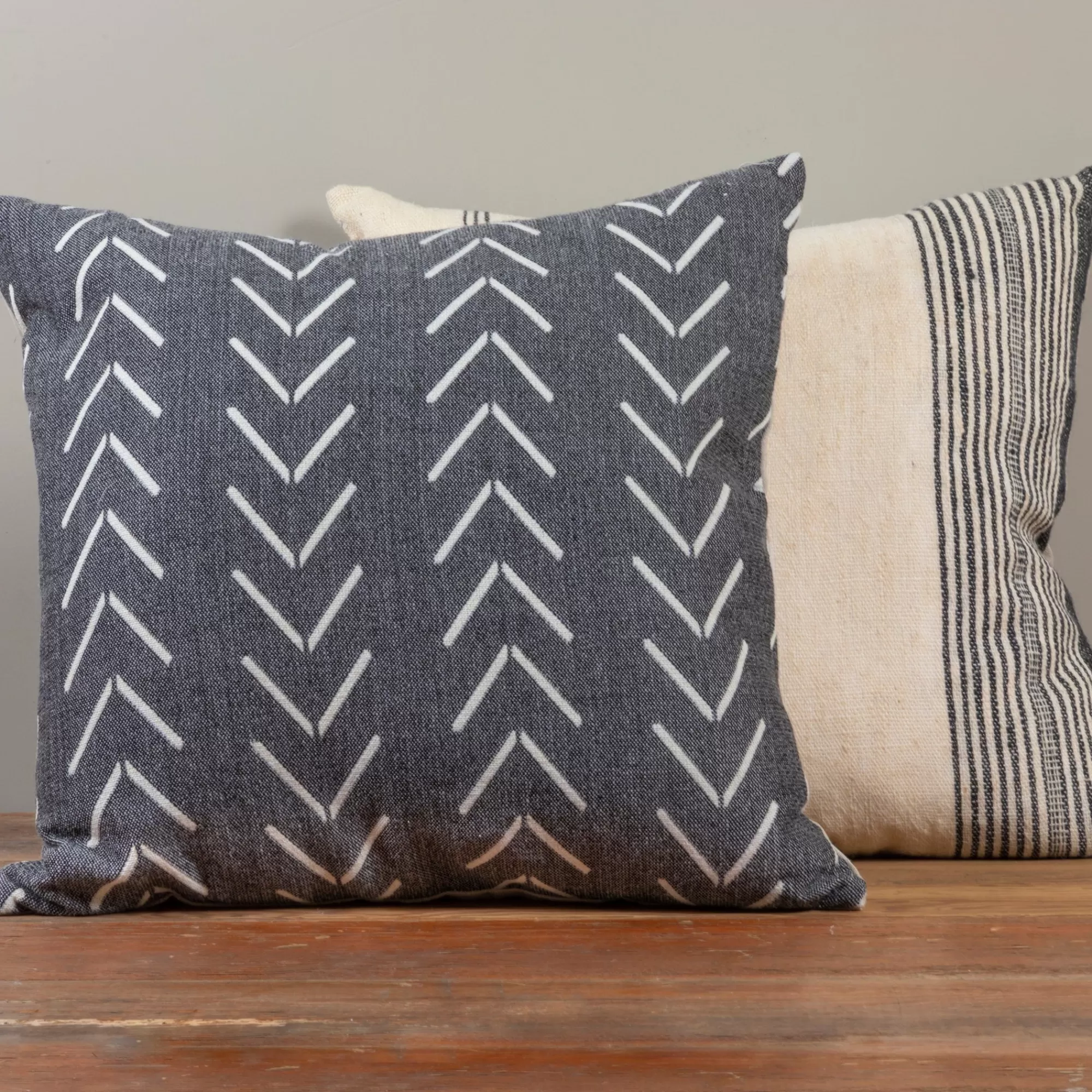 Best Be Home Alpaca Square Pillow, Grey with Chevrons