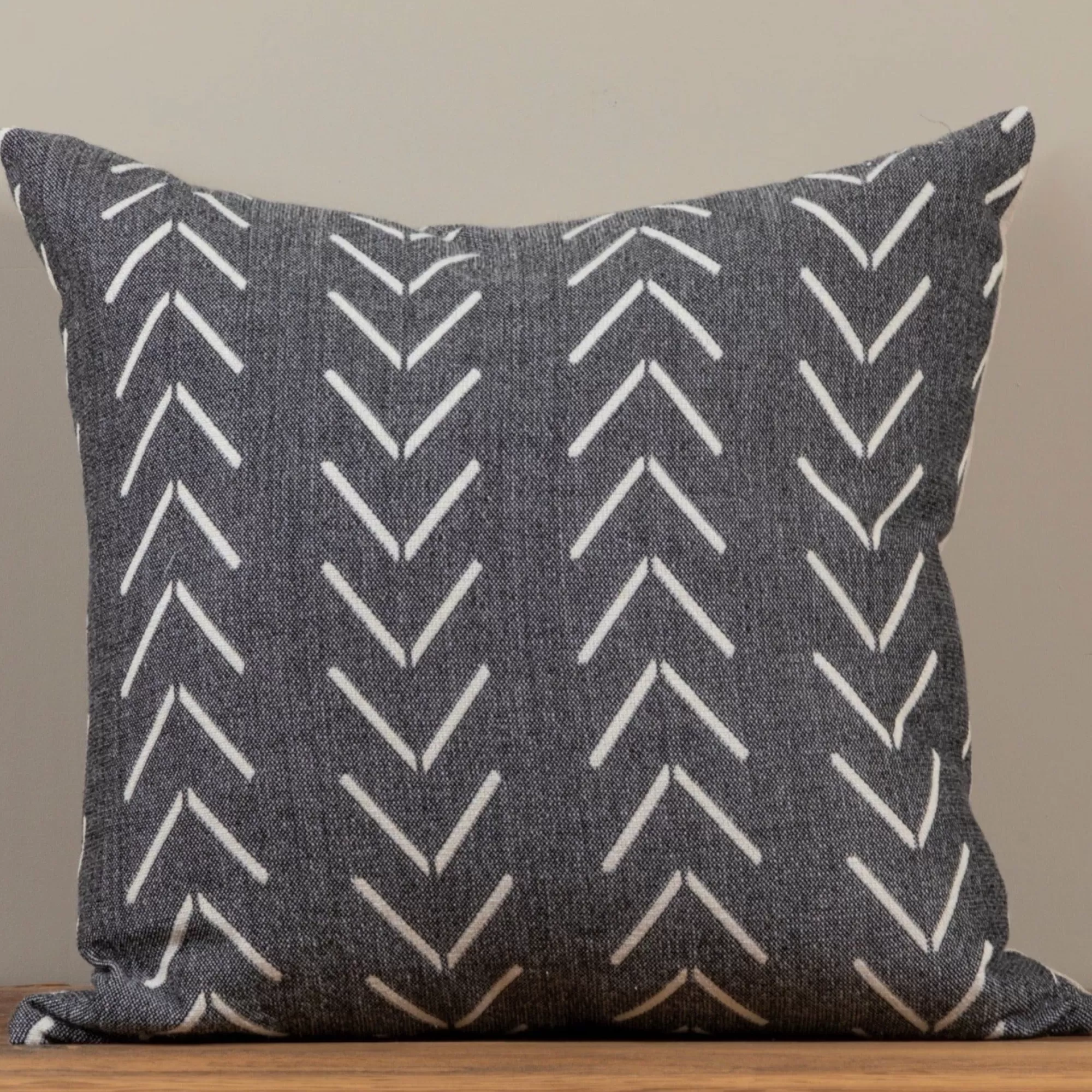 Best Be Home Alpaca Square Pillow, Grey with Chevrons