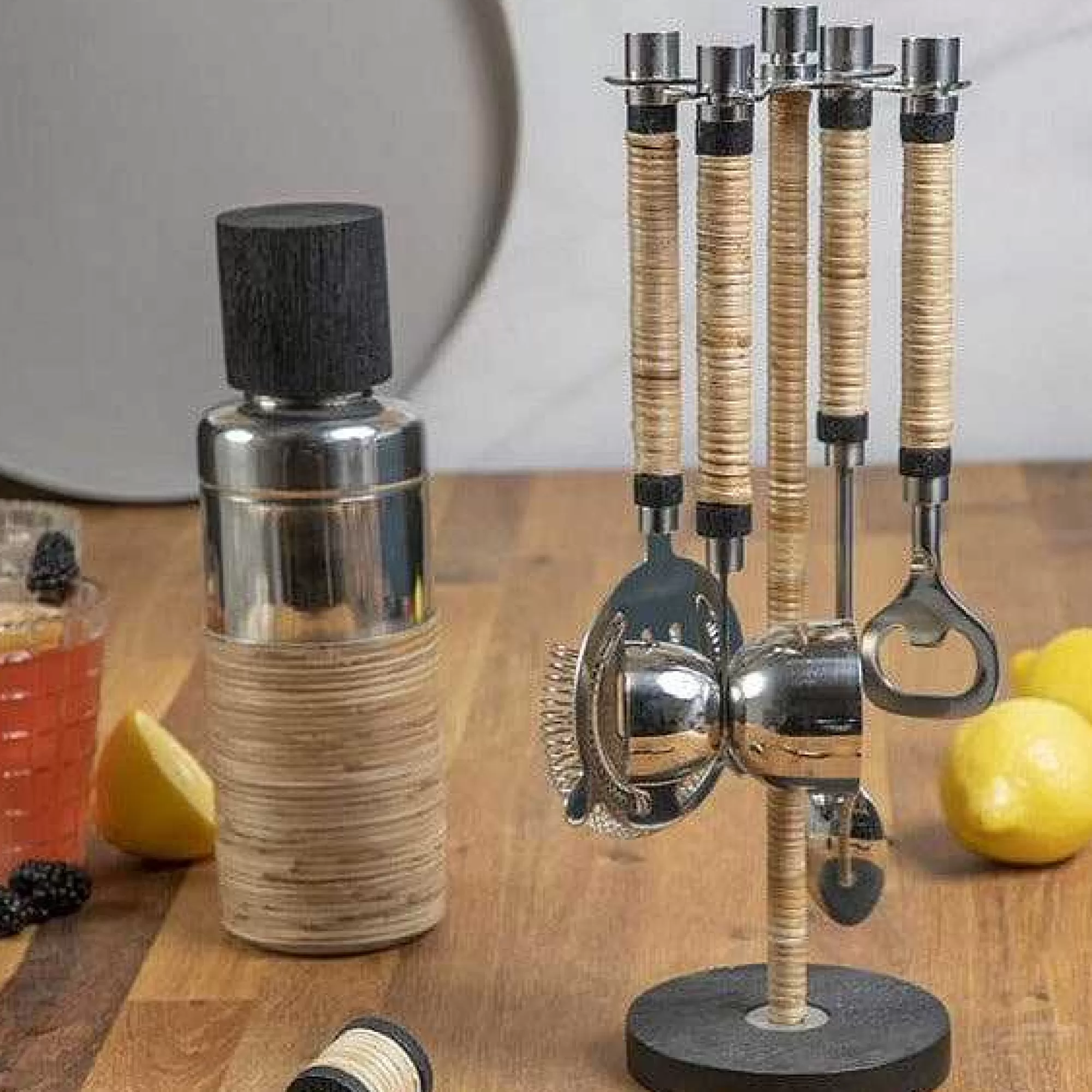 Be Home Bar Tools<Arendal Rattan Cocktail Shaker