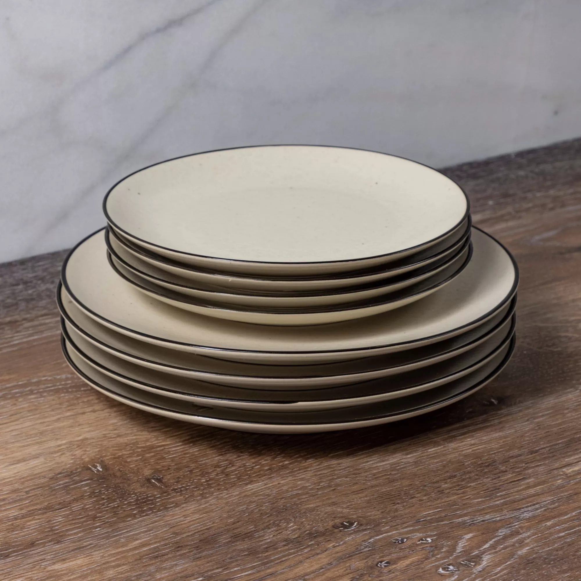 Best Sale Be Home Augusta Dinner Plate, Natural with Black, Set of 6