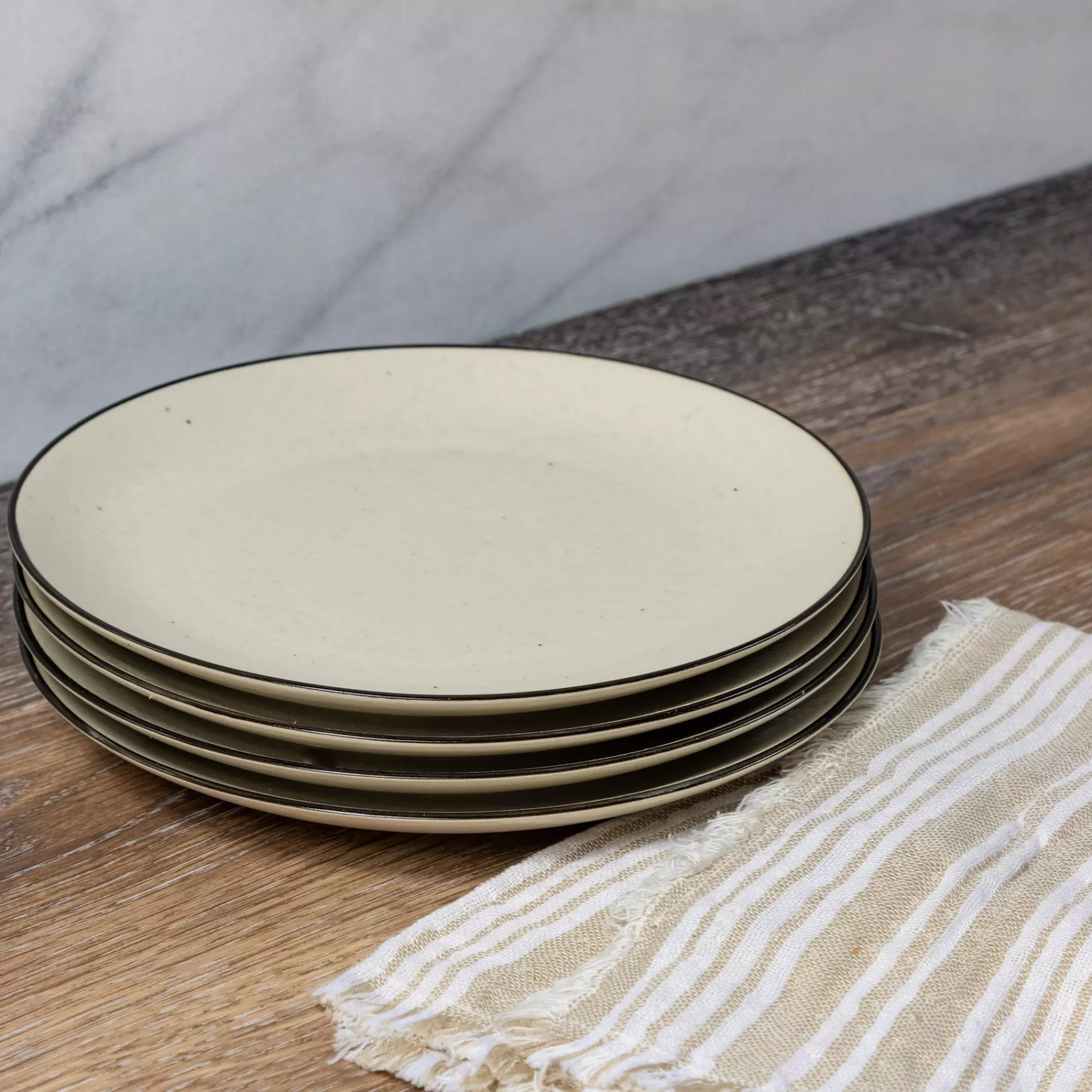 Flash Sale Be Home Augusta Side Plate, Natural with Black, Set of 4