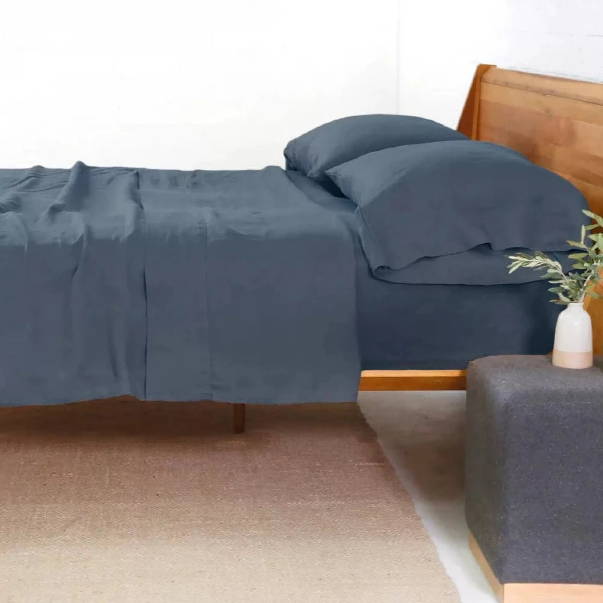 Flash Sale Be Home Belgian Linen Cal King Sheet Set, Navy