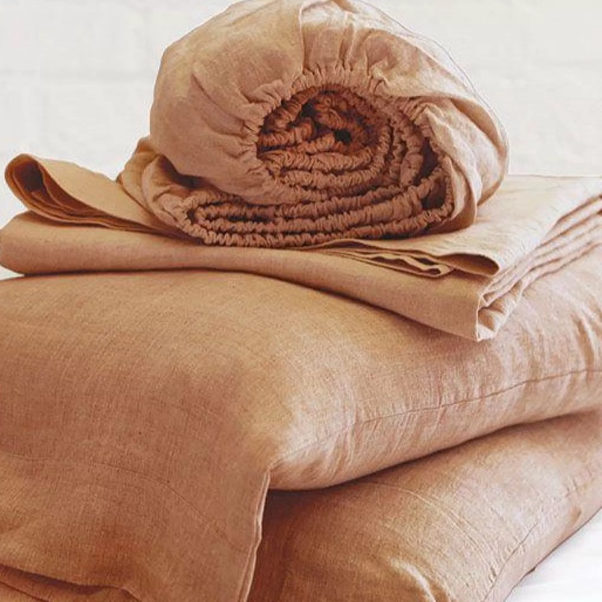 Best Be Home Belgian Linen King Sheet Set, Terra Cotta