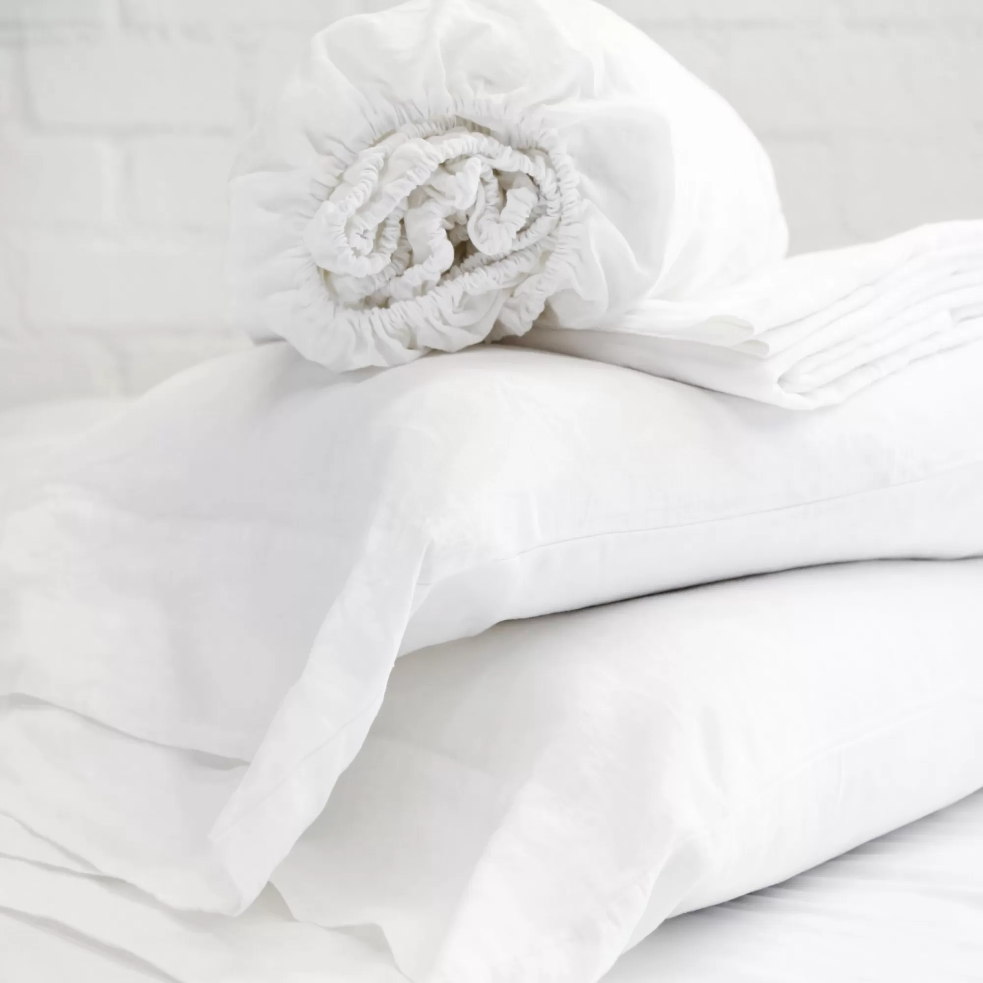 Best Sale Be Home Belgian Linen King Sheet Set, White