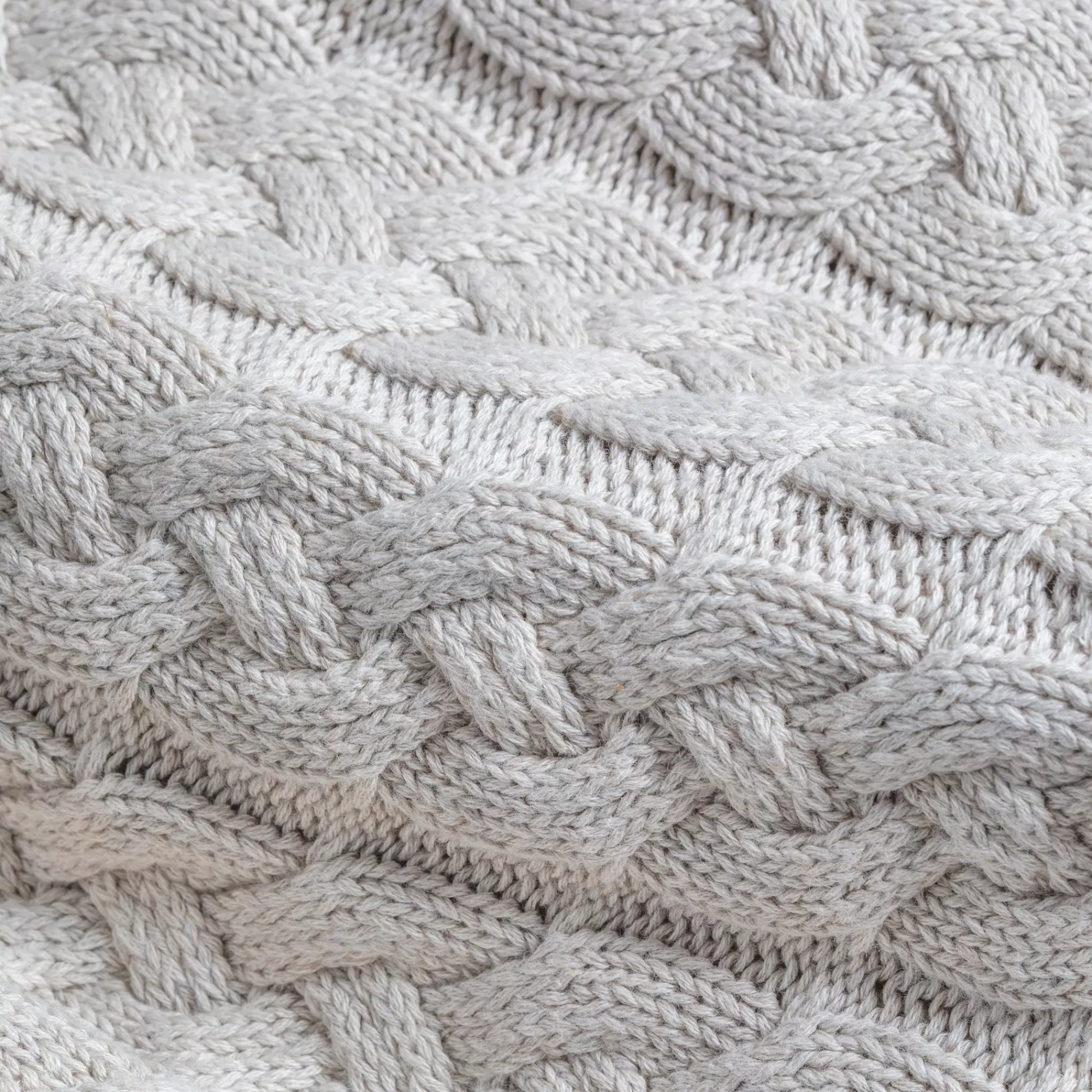 Best Be Home Belmont Double Cable Knit Throw, Linen