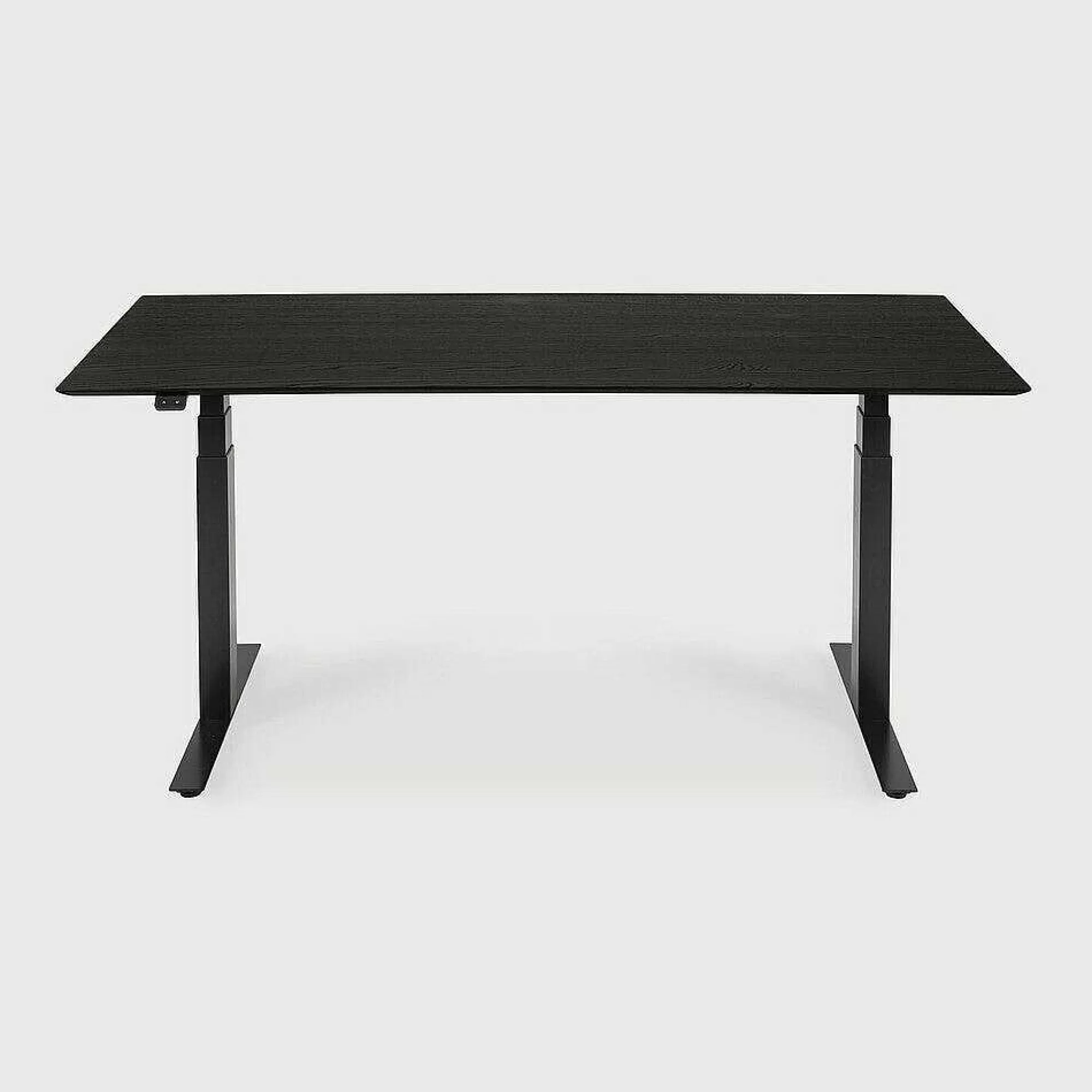 Be Home Desks<Bok Adjustable Solid Black Oak Desk, Black Base, 55.5"