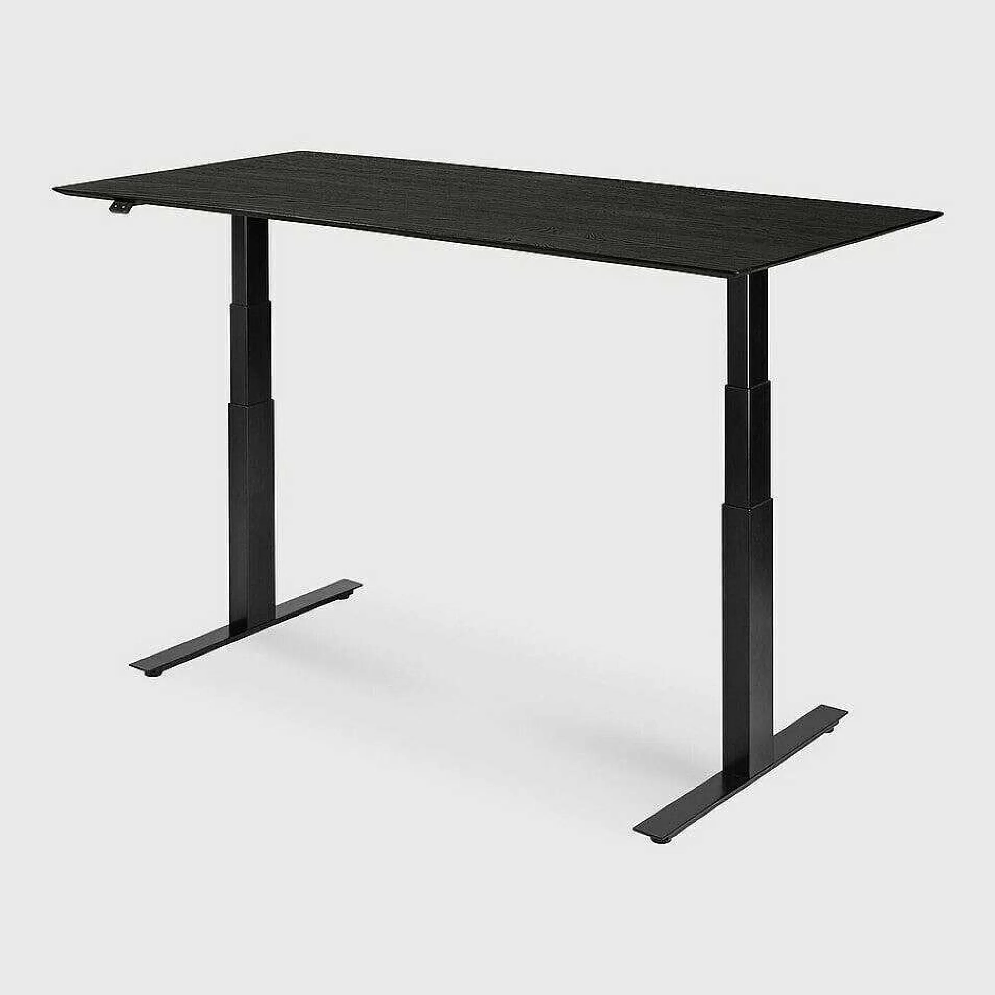 Be Home Desks<Bok Adjustable Solid Black Oak Desk, Black Base, 67"