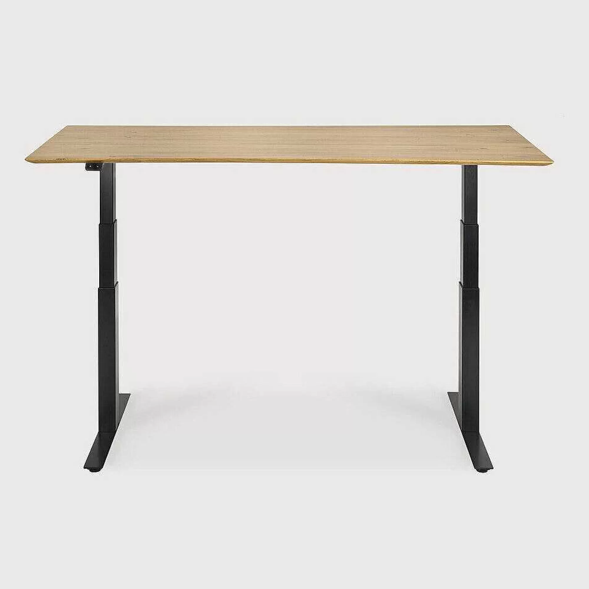 Be Home Desks<Bok Adjustable Solid Oak Desk, Black Base, 79"