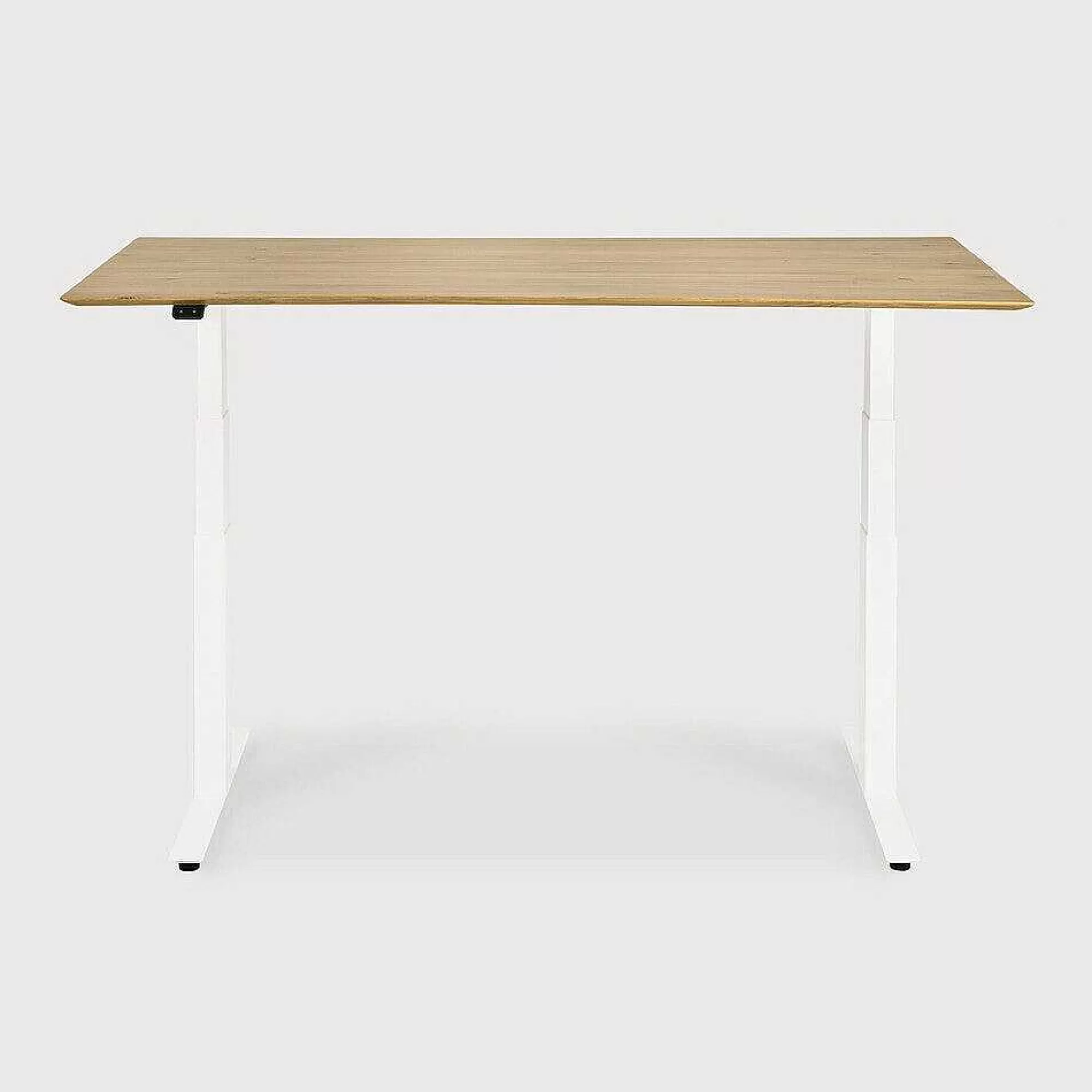 Be Home Desks<Bok Adjustable Solid Oak Desk, White Base, 55.5"