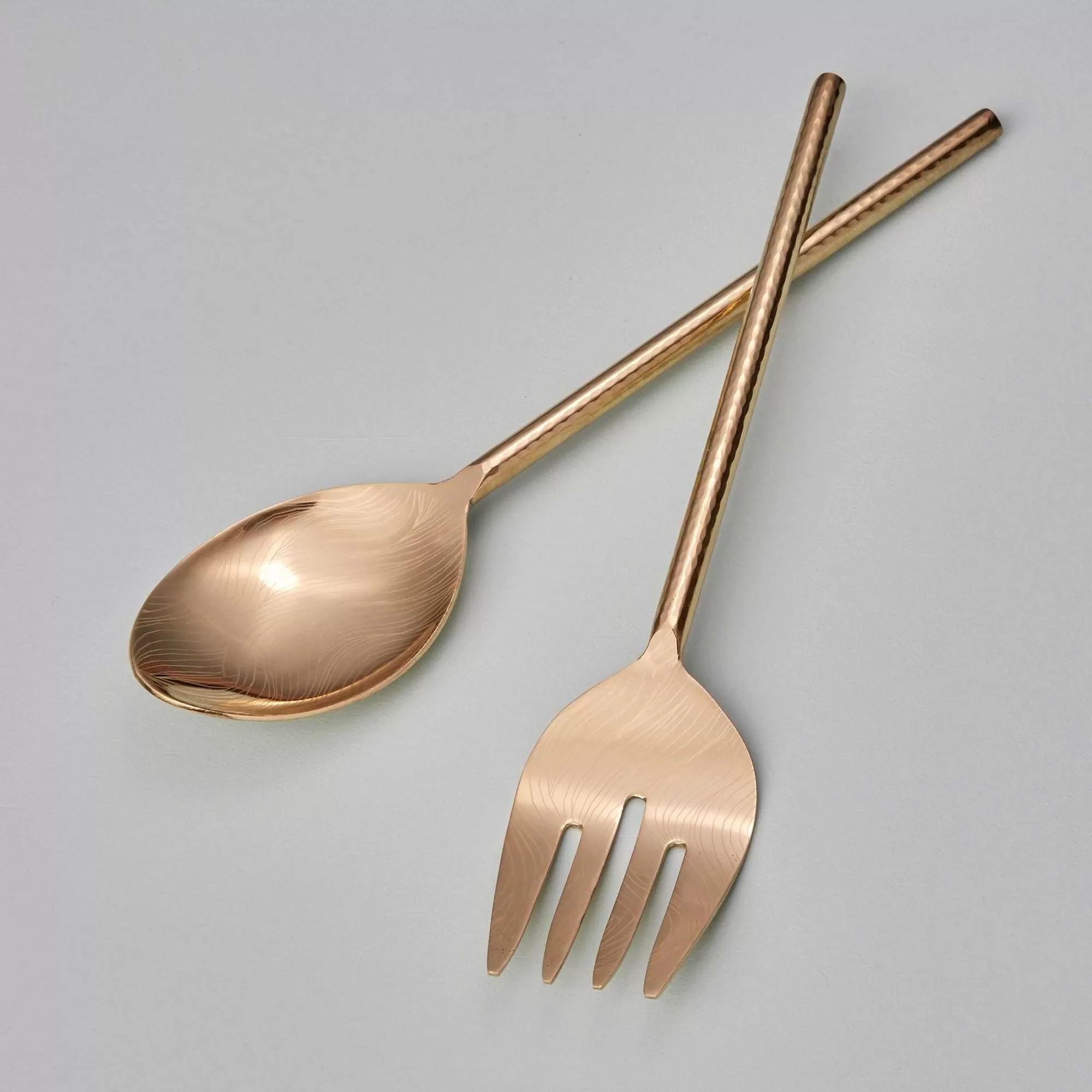 Be Home Salad Servers<Etched & Hammered Serving Set, Gold