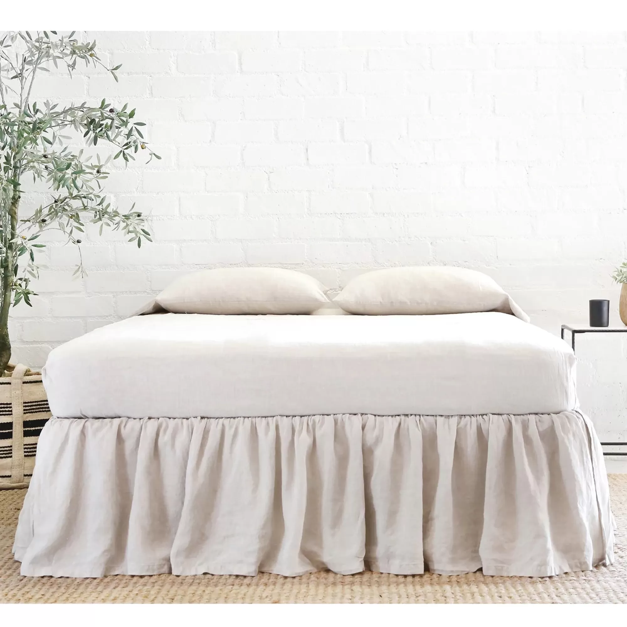 Outlet Be Home Gathered Linen King Bedskirt, Flax