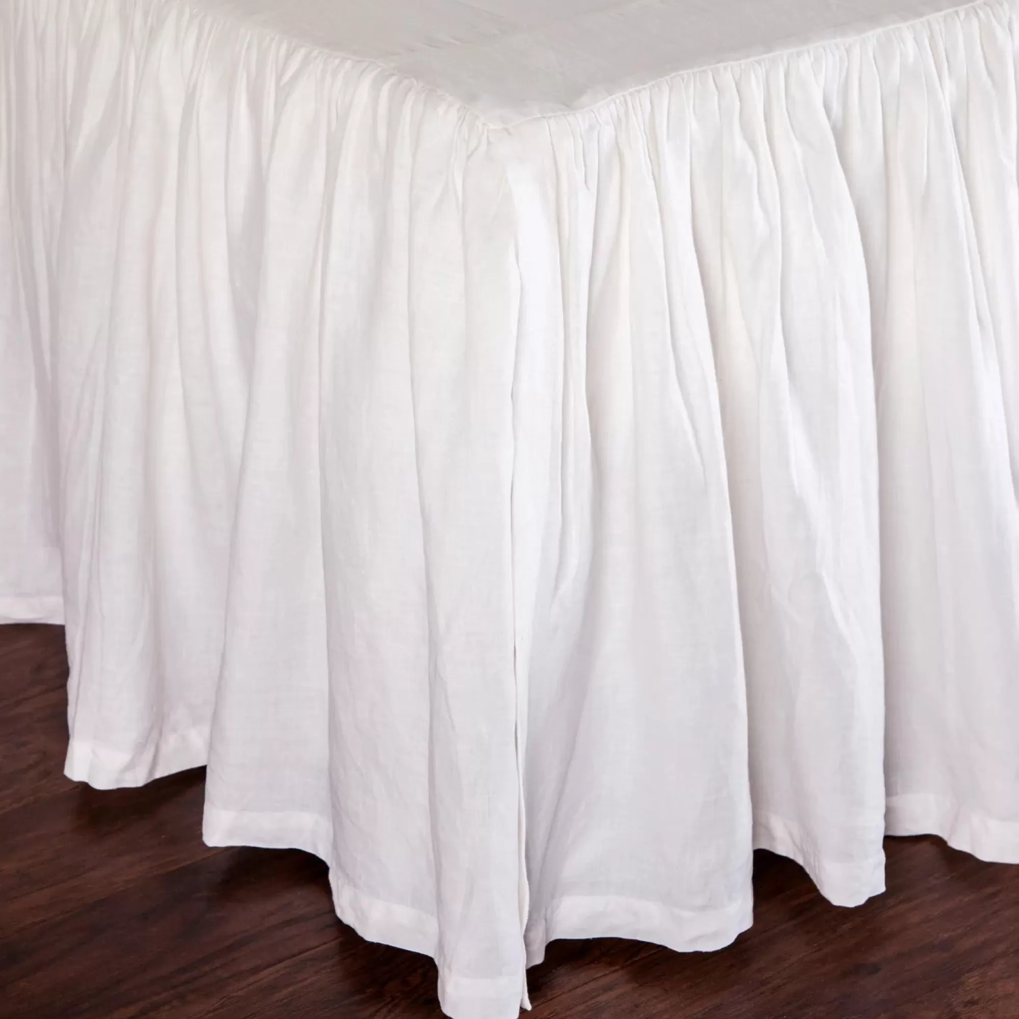 Clearance Be Home Gathered Linen King Bedskirt, White