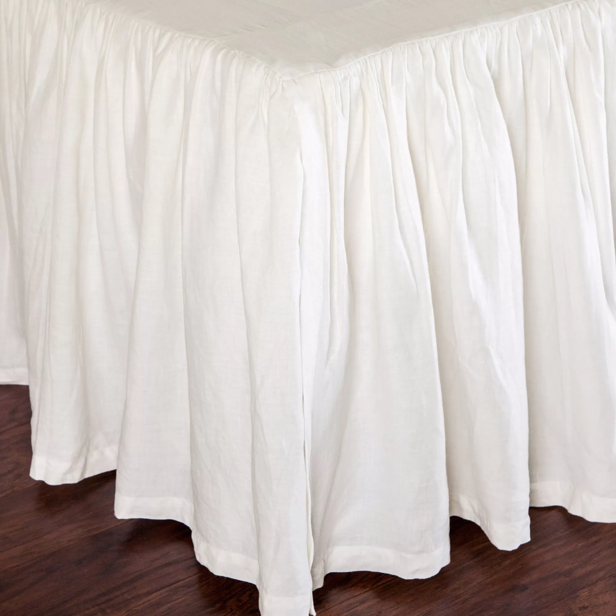 Discount Be Home Gathered Linen Queen Bedskirt, Cream