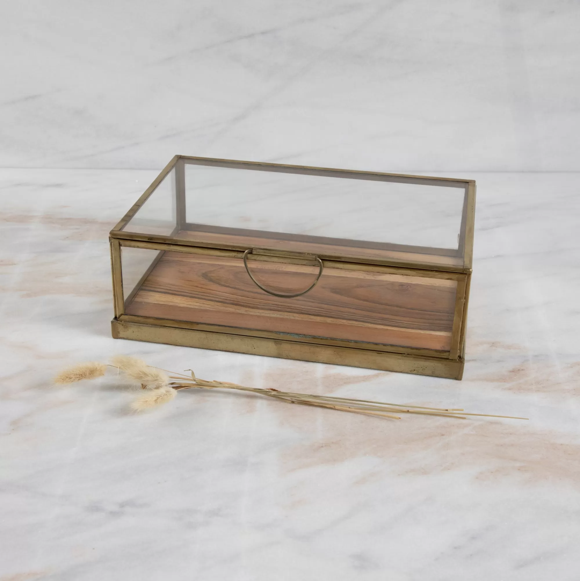 Online Be Home Glass Display Case with Wood Base Small