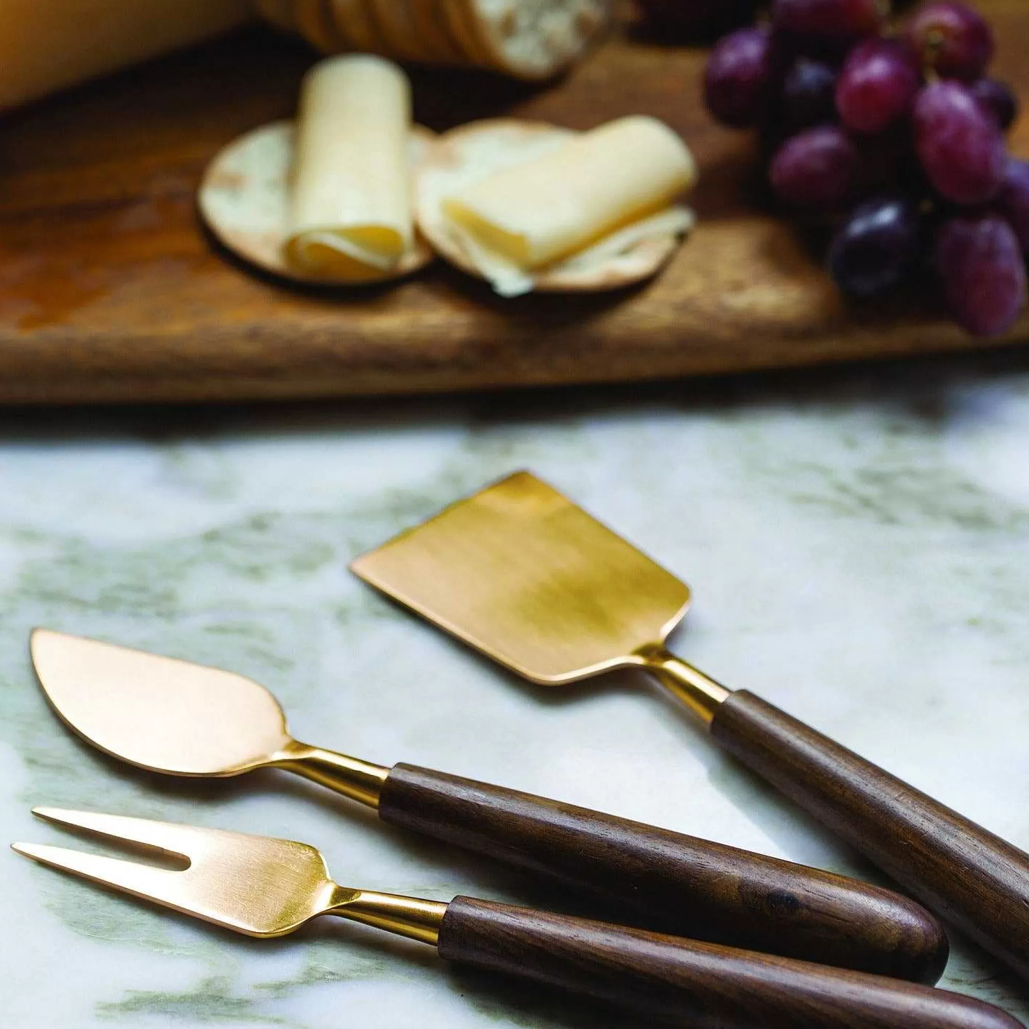 Be Home Cheese Knives & Spreaders<Gold & Wood Cheese Set of 3