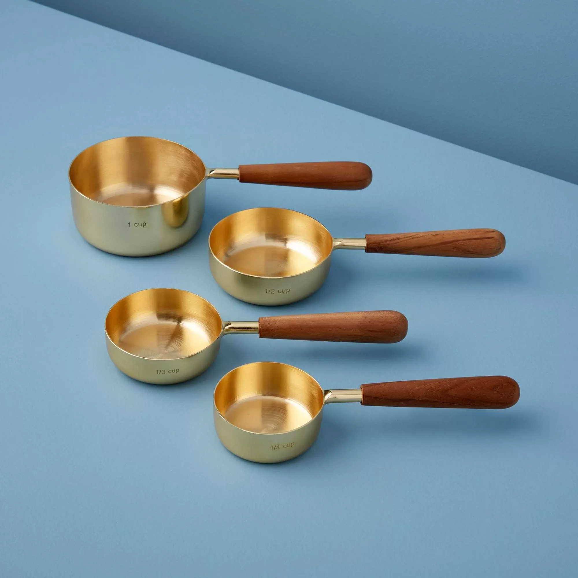 Be Home Measuring<Gold & Wood Measuring Cups, Set of 4