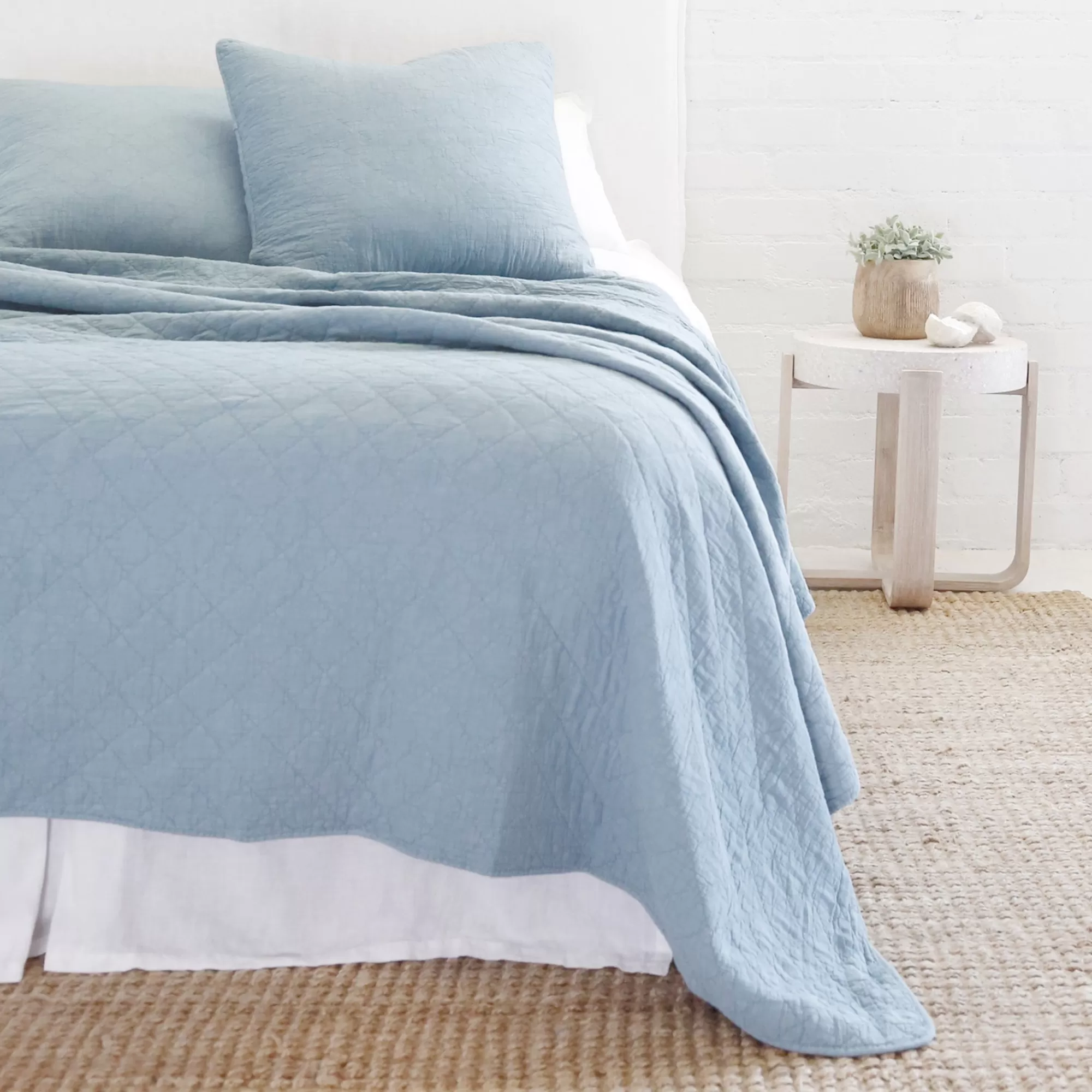 Cheap Be Home Huntington King Coverlet, Dusty Blue