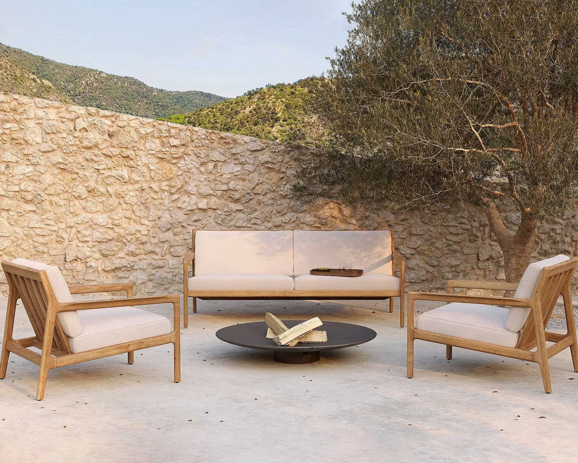 Be Home Outdoor Lounge Furniture<Jack Solid Teak Outdoor 2 Seater Sofa, Off White Fabric