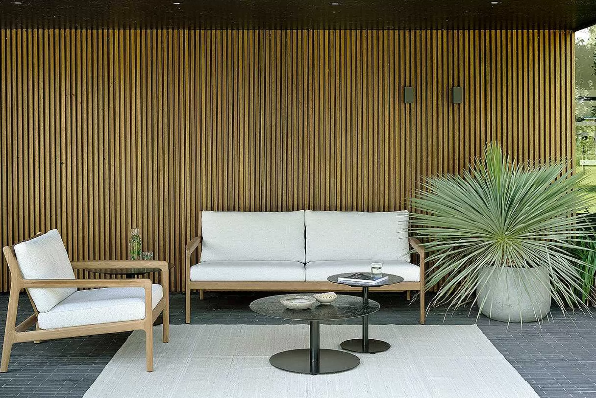 Be Home Outdoor Lounge Furniture<Jack Solid Teak Outdoor 2 Seater Sofa, Off White Fabric