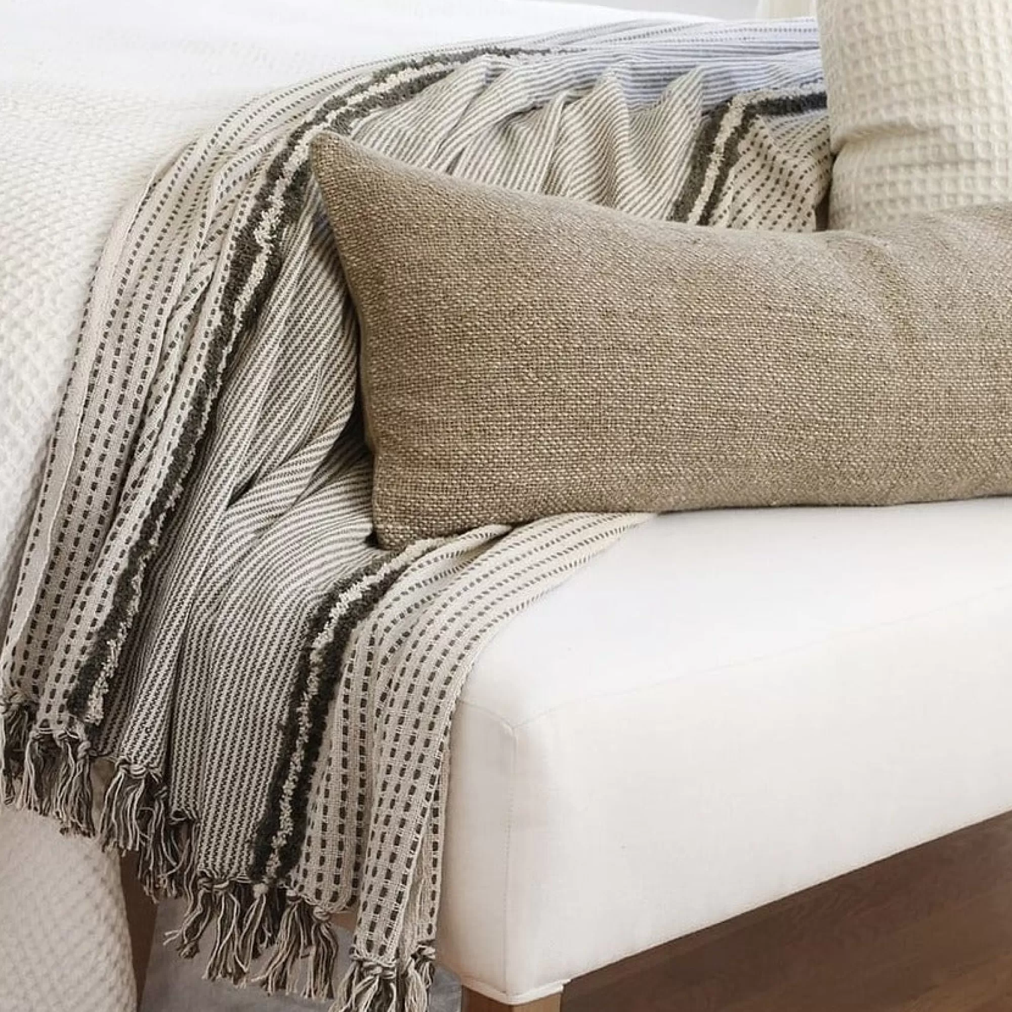 Best Be Home Jagger Oversized Throw, Ivory & Moss