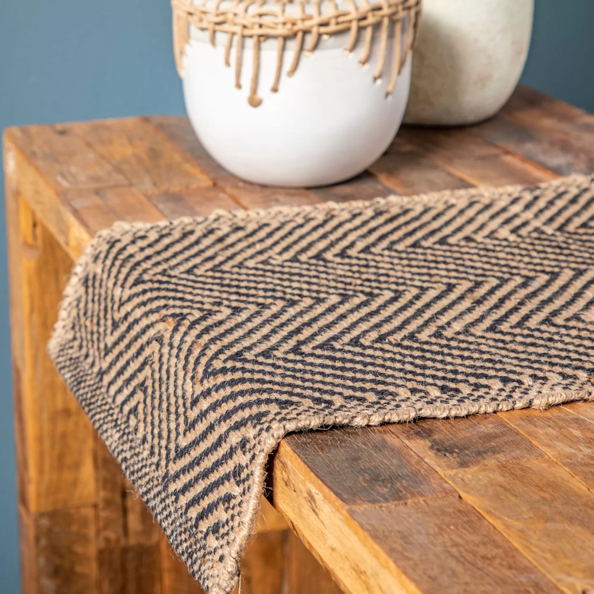 Online Be Home Jute & Cotton Table Runner with Chevron Pattern