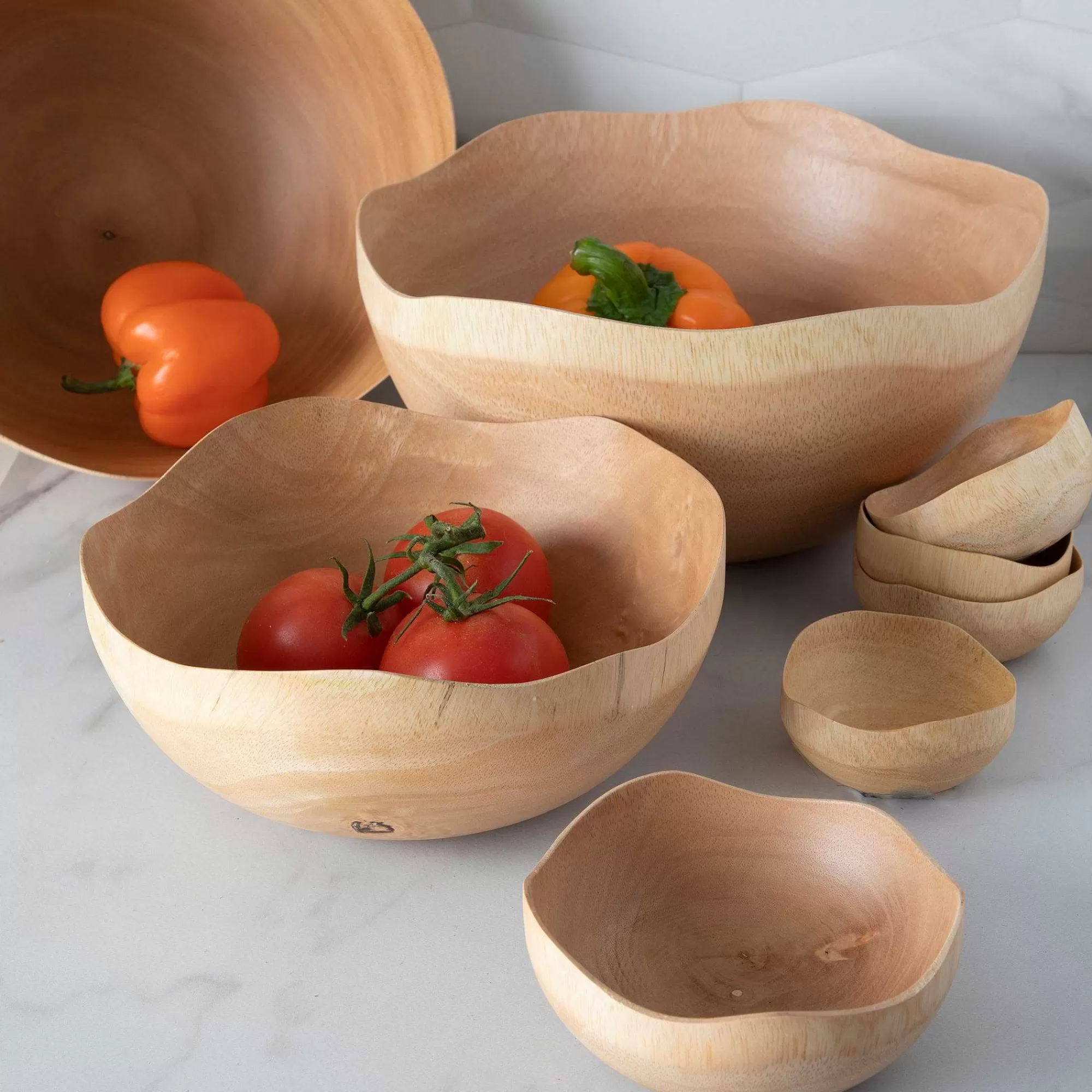 Be Home Raw Mango Wood Bowls<Kiln Mango Wood Wave Edge Bowl, Mini