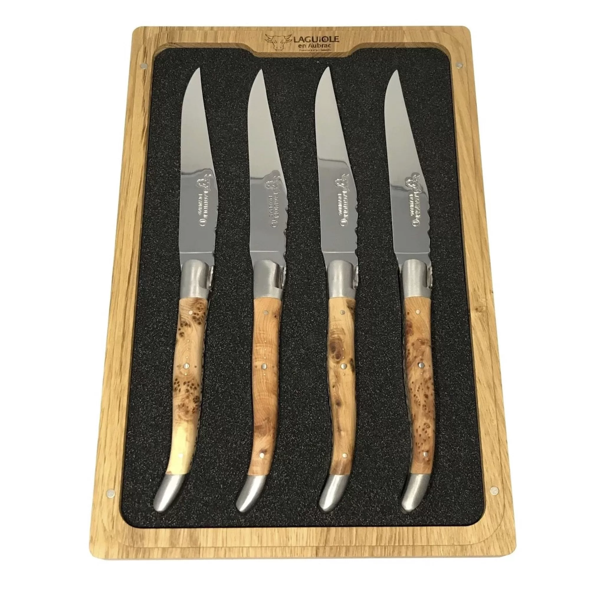 Online Be Home Laguiole en Aubrac Handcrafted Steak Knives, Set of 4, Juniper Wood