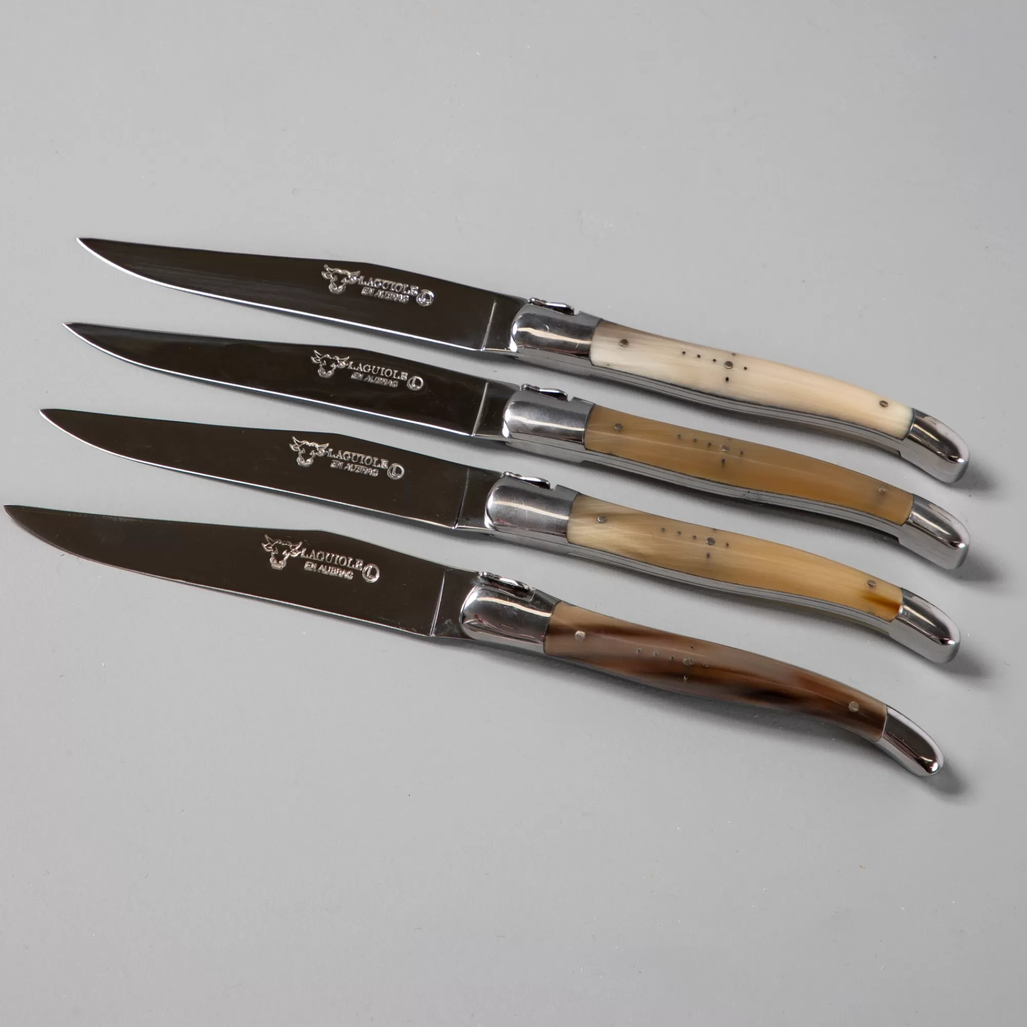 Cheap Be Home Laguiole en Aubrac Handcrafted Steak Knives, Set of 4, Solid Horn