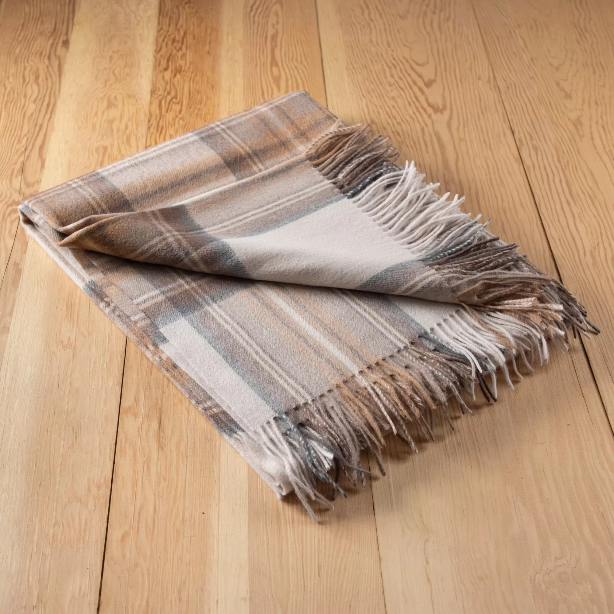 Best Sale Be Home Lambswool Blanket in Stewart Natural Dress Tartan