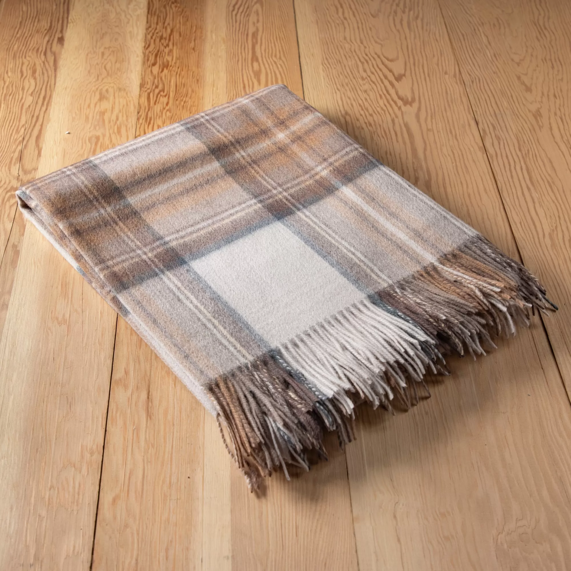 Best Sale Be Home Lambswool Blanket in Stewart Natural Dress Tartan