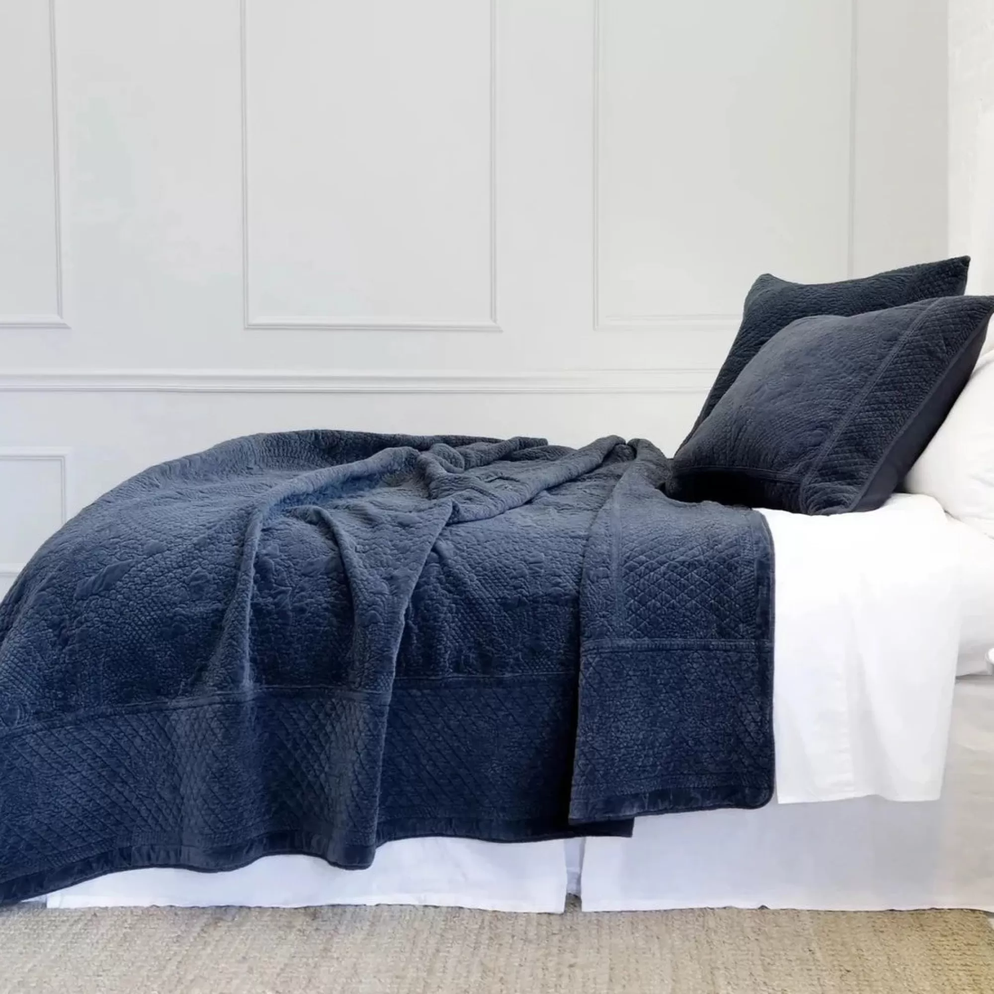 Cheap Be Home Marseille Queen Coverlet, Navy