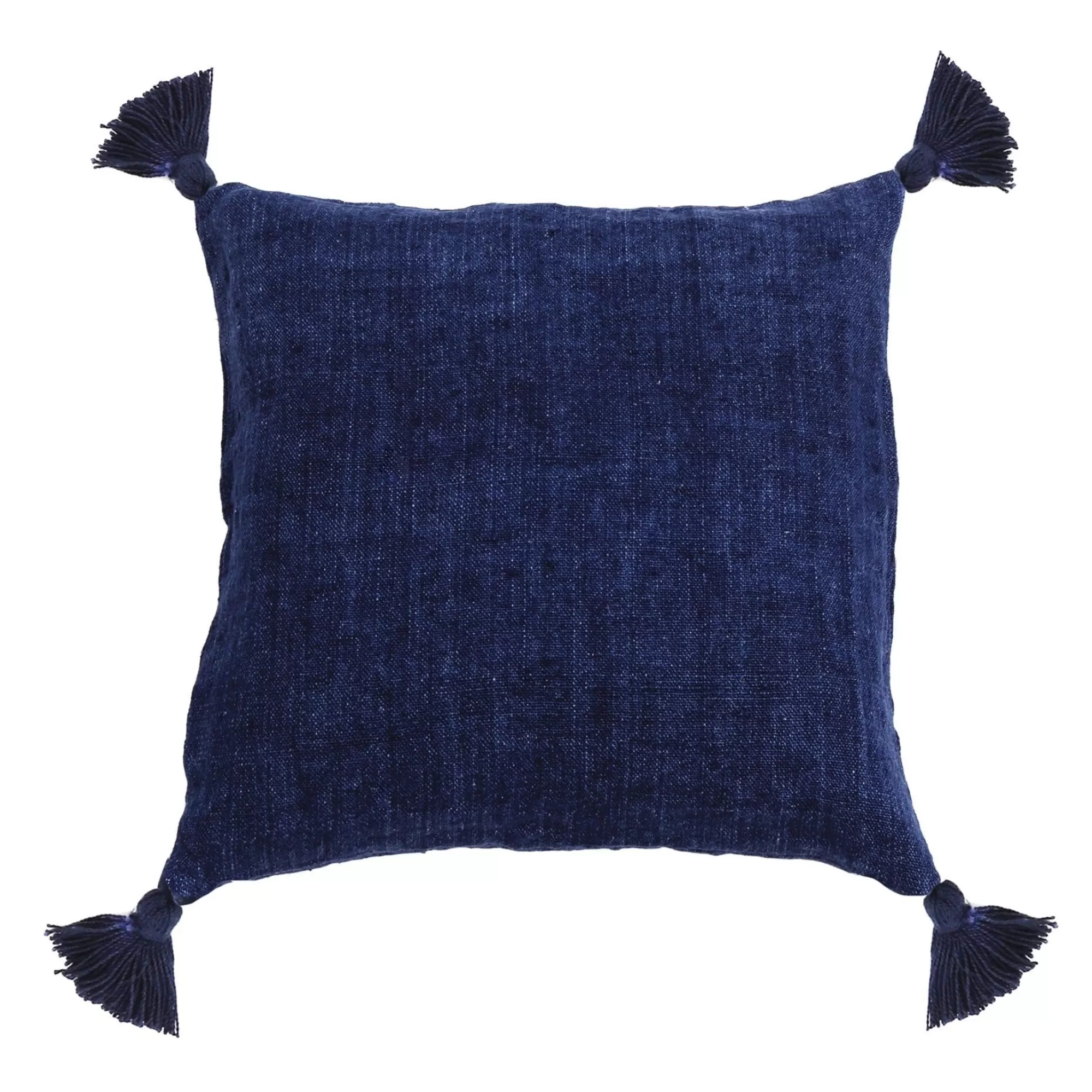 Best Be Home Montauk Square Pillow with Tassels, Indigo