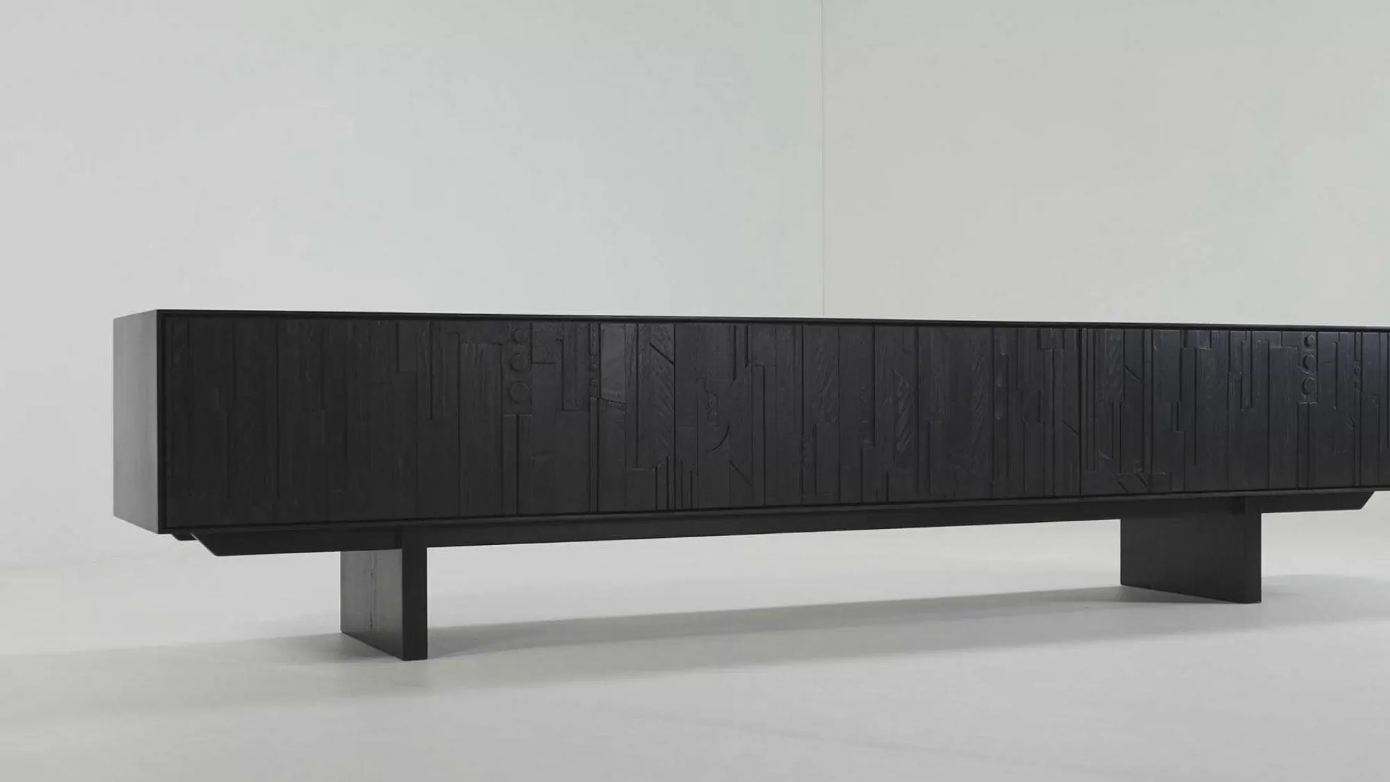 Be Home Media Consoles<Mosaic Black Teak Media Console, 95.5"