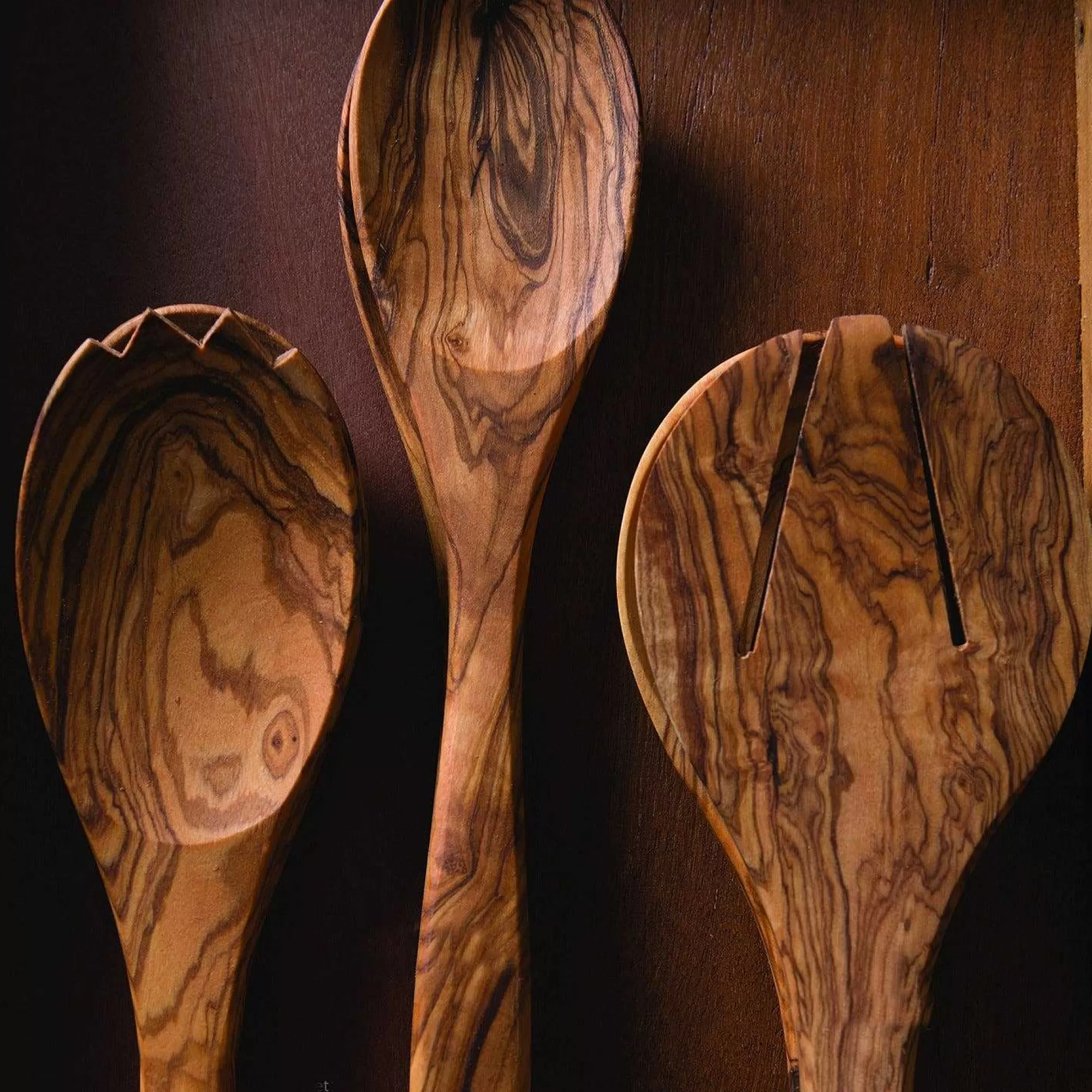 Be Home Salad Servers<Olive Wood Round Serving Set