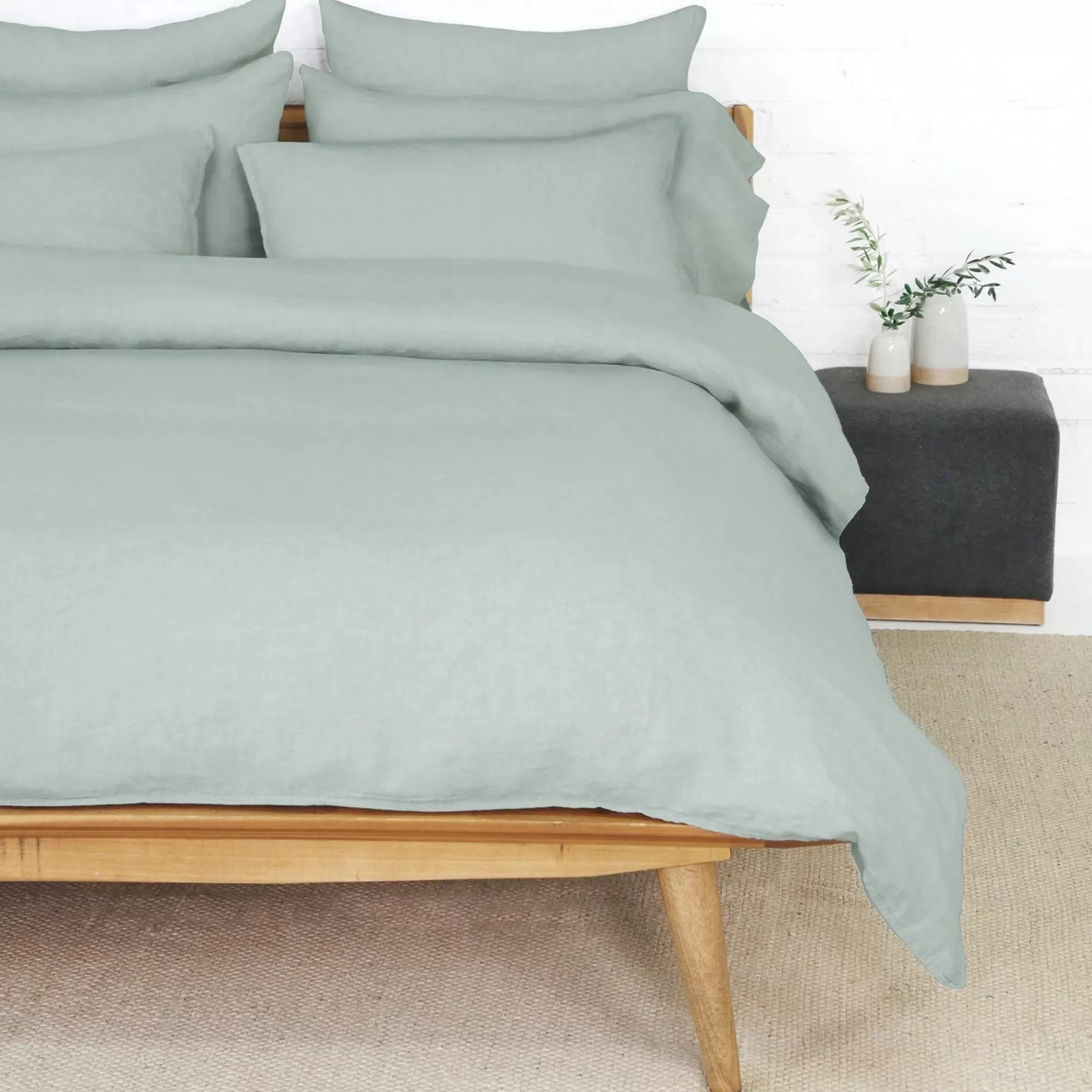 Best Sale Be Home Parker Linen Queen Duvet Set, Sage