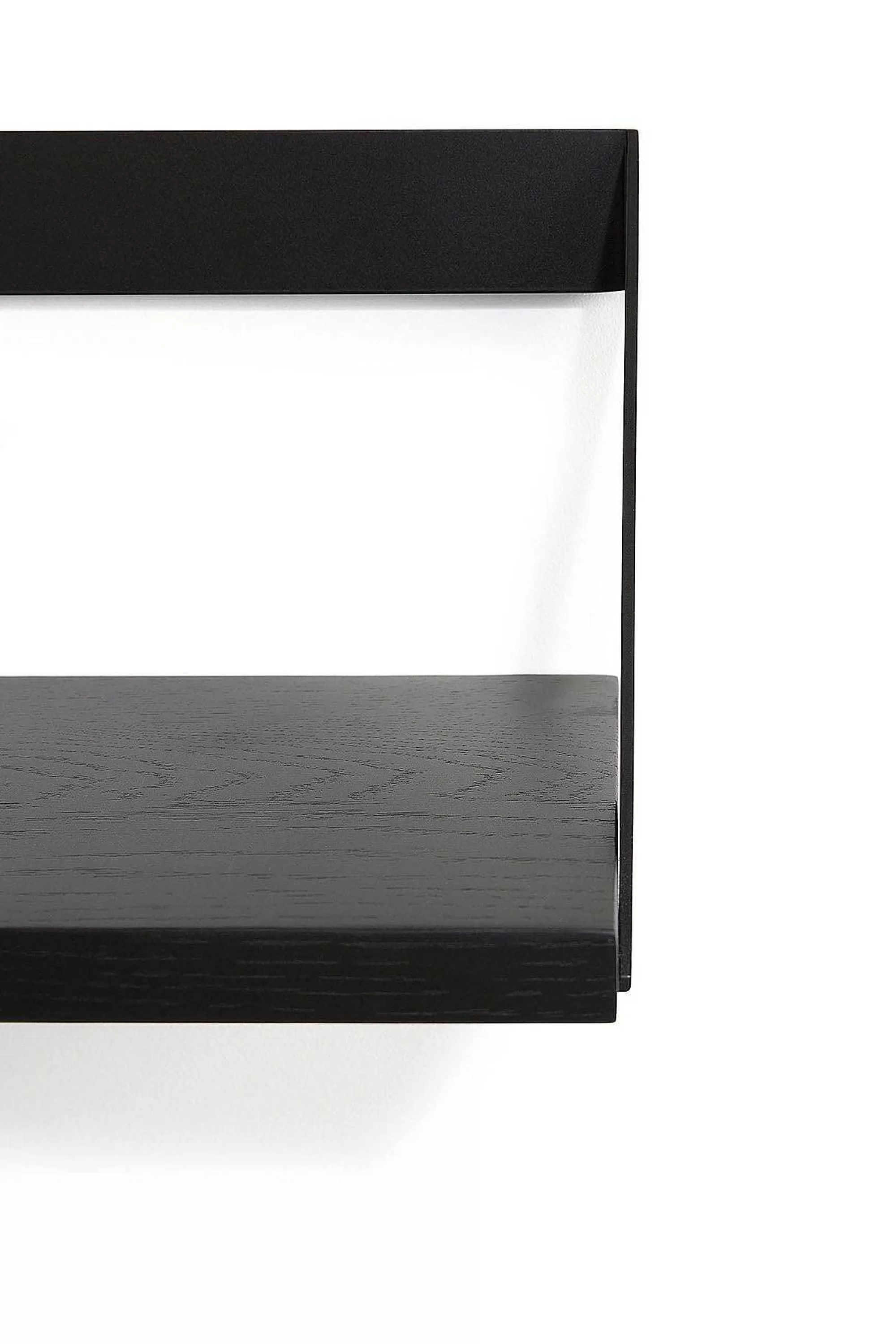 Be Home Shelving<Ribbon Solid Black Oak Shelf with Black Metal, 27.5"