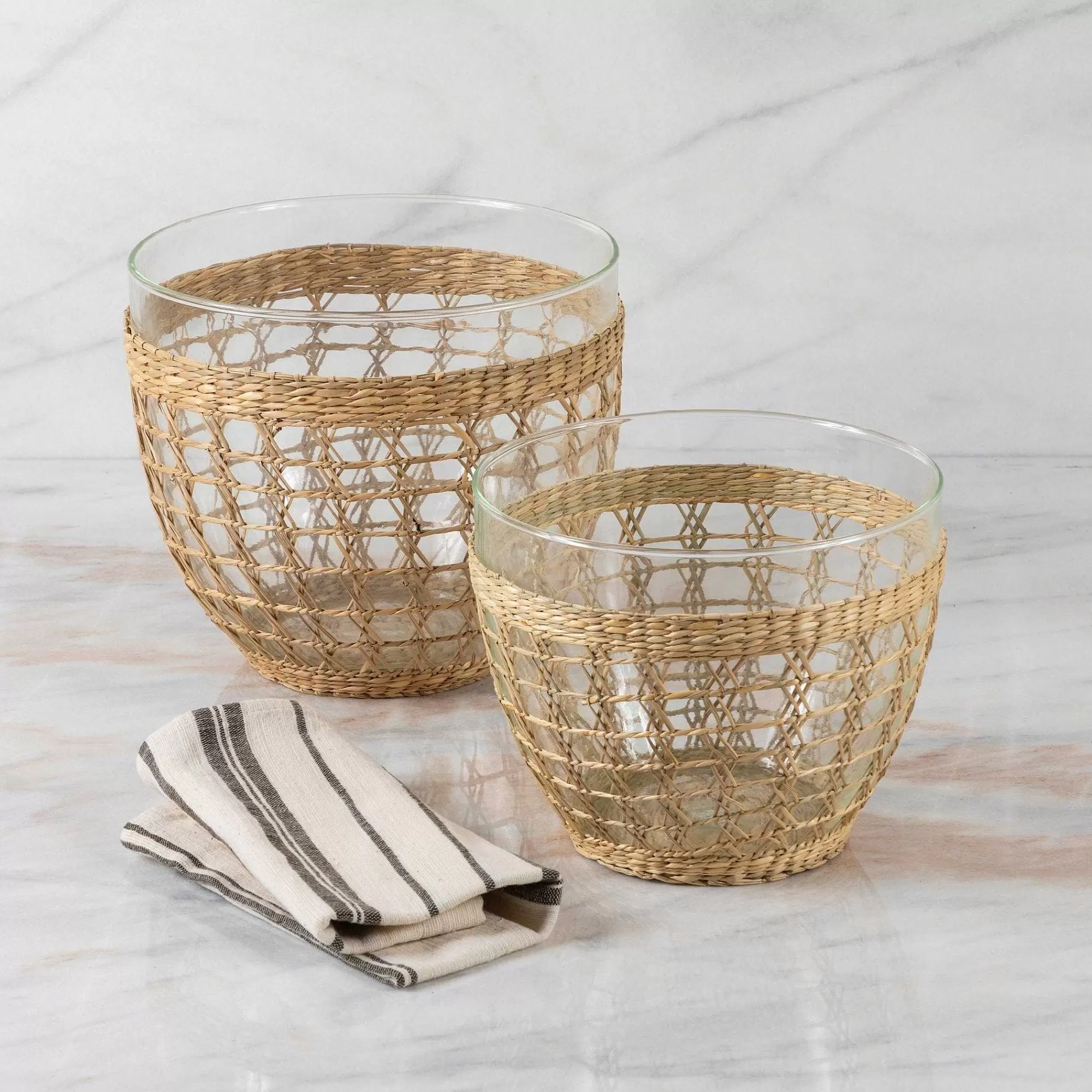 Be Home Glass Serving Bowls<Seagrass Cage Salad Bowl, Medium