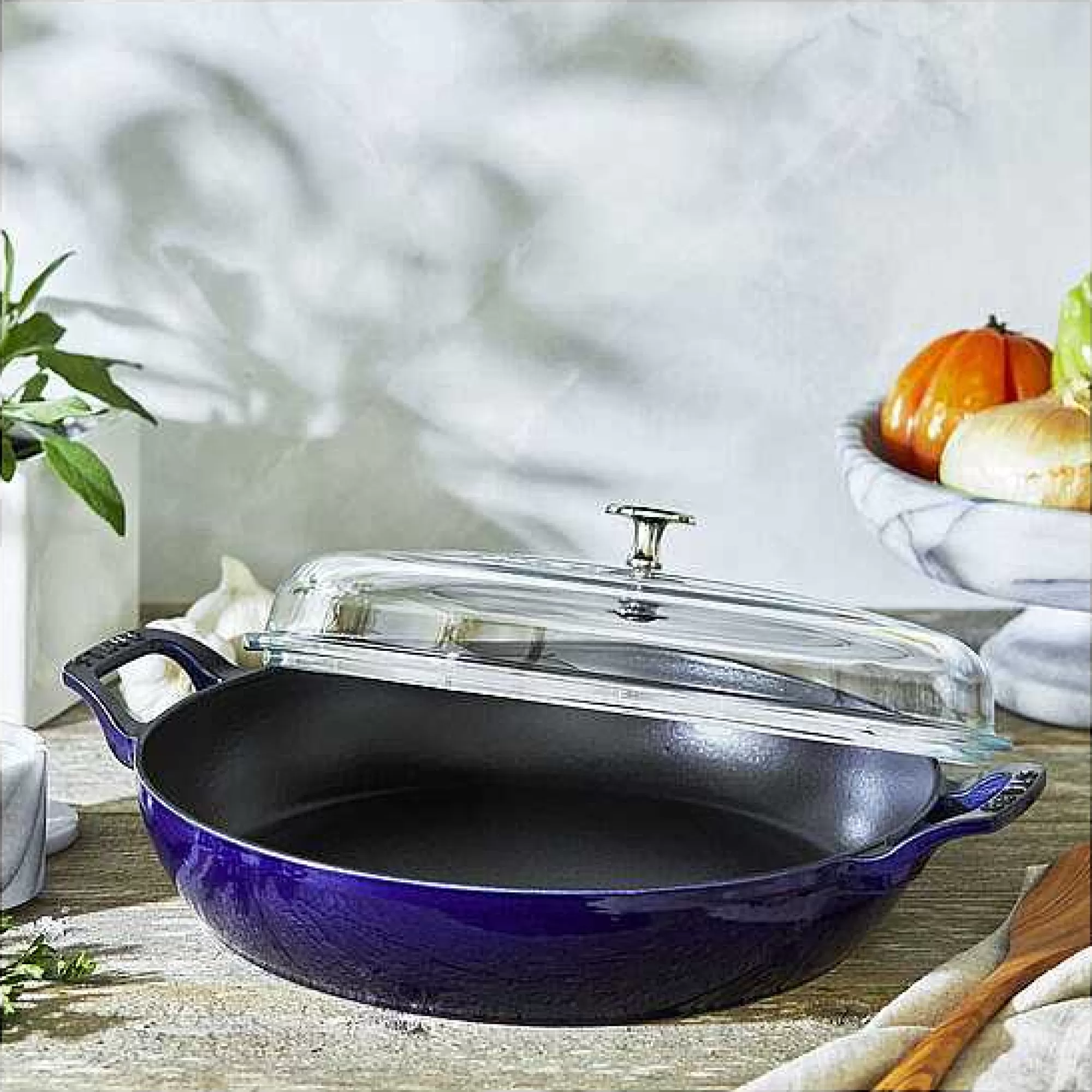 Be Home Cookware<Staub 12" Braiser with Glass Lid, 3.5qt, Dark Blue