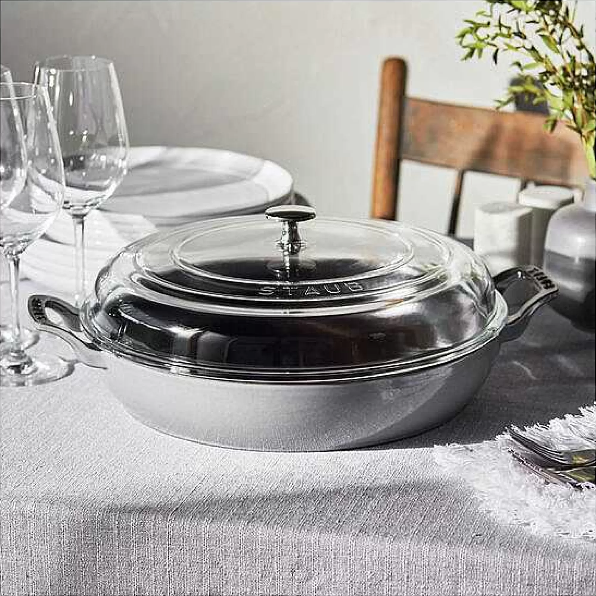 Be Home Let's Cook Sale<Staub 12" Braiser with Glass Lid, 3.5qt, Graphite Grey