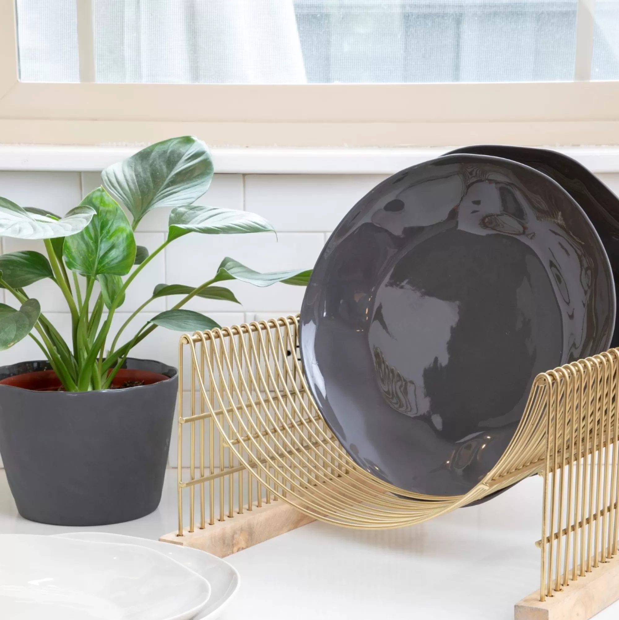 Outlet Be Home Tam Stoneware Dinner Plate, Slate, Set of 4