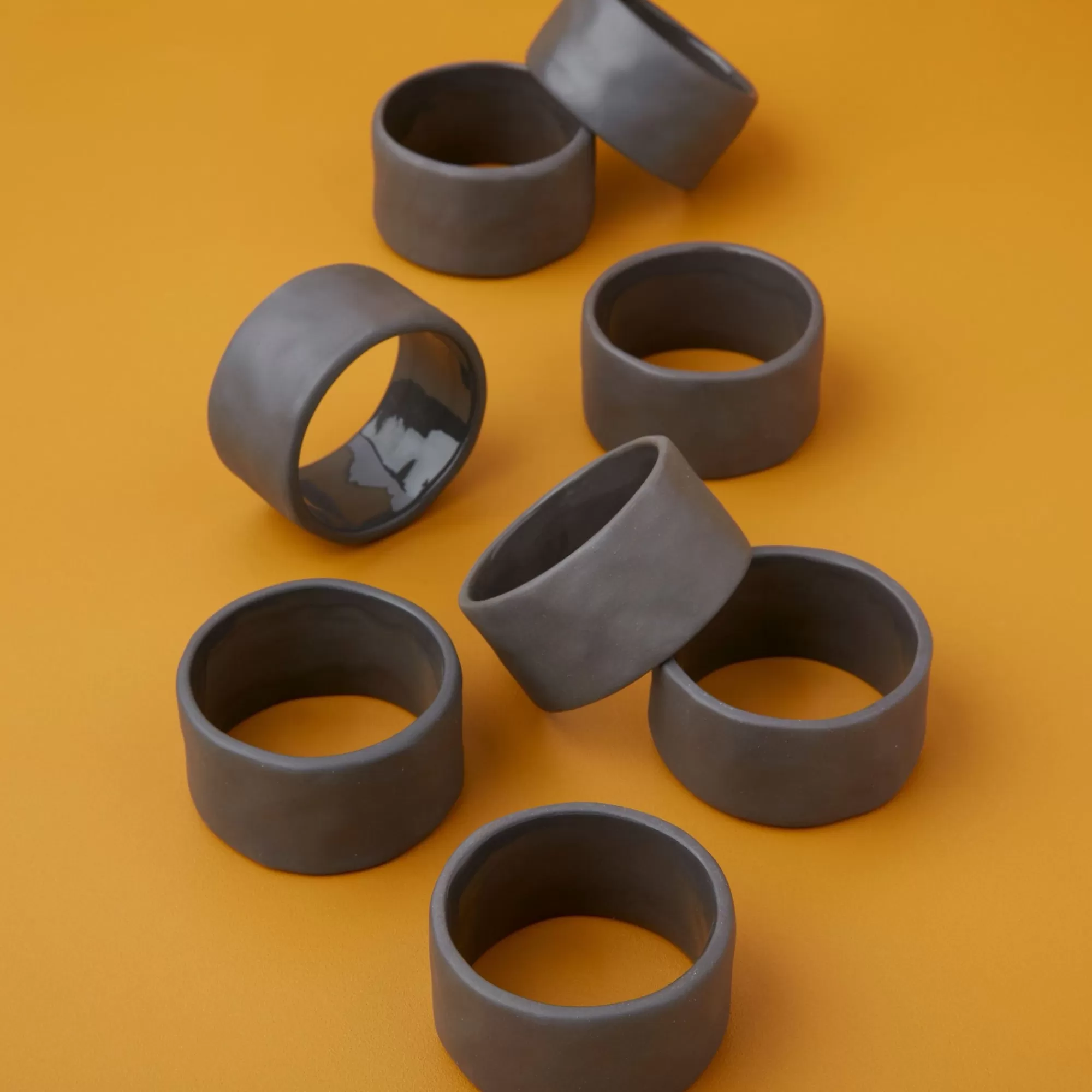 Best Be Home Tam Stoneware Napkin Ring, Slate, Set of 8