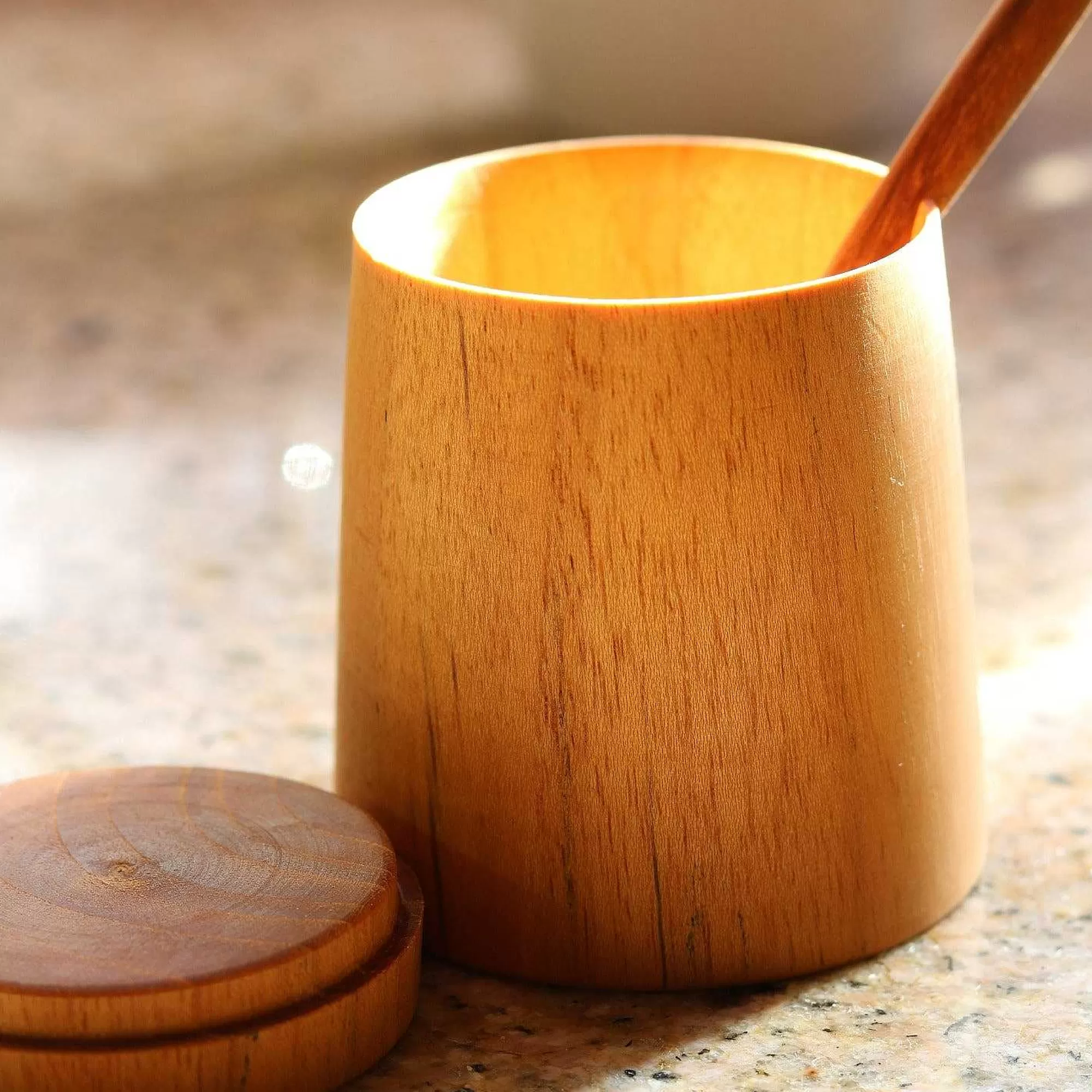 Be Home Spice Cellars<Teak Round Cellar with Lid & Spoon