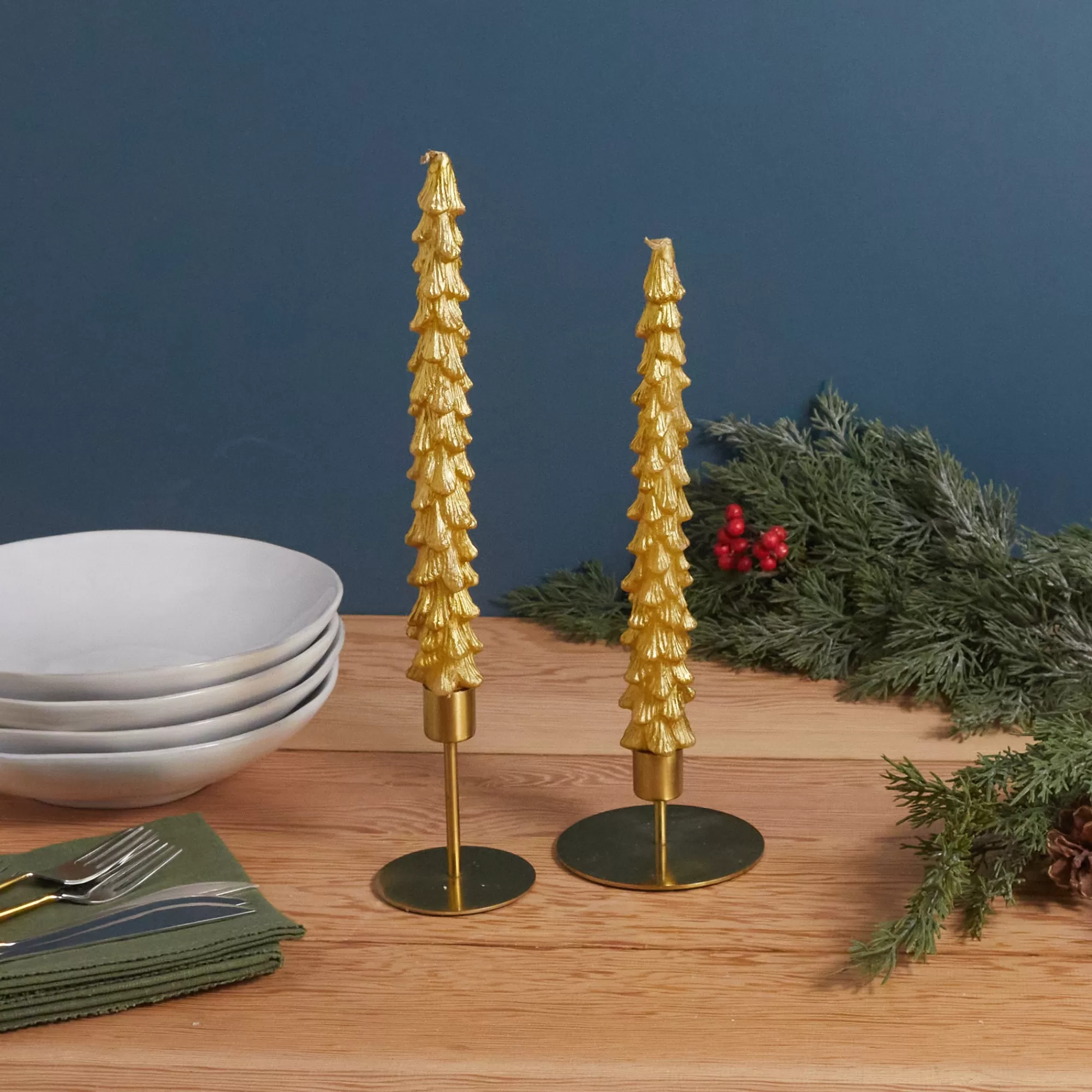 Clearance Be Home Tree Taper Candles, Gold, Set of 2