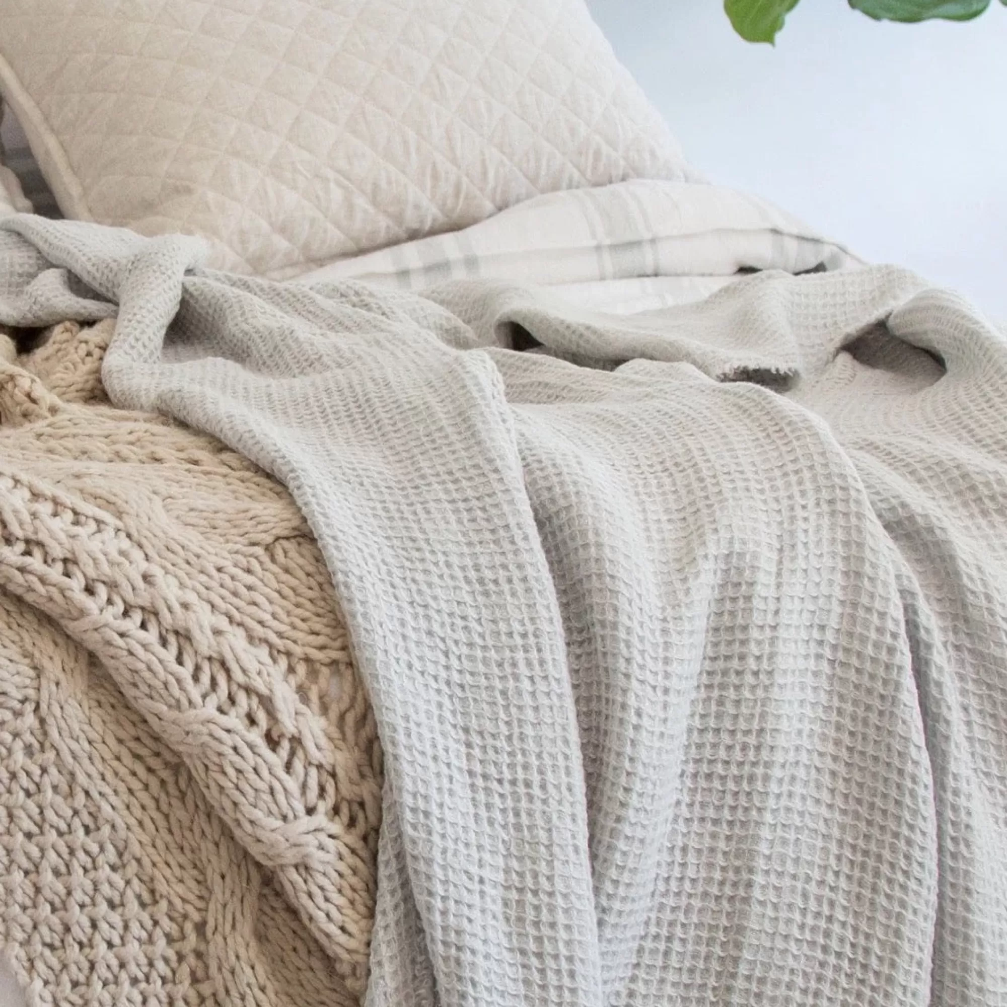 Best Be Home Venice Oversized Waffle Throw, Taupe