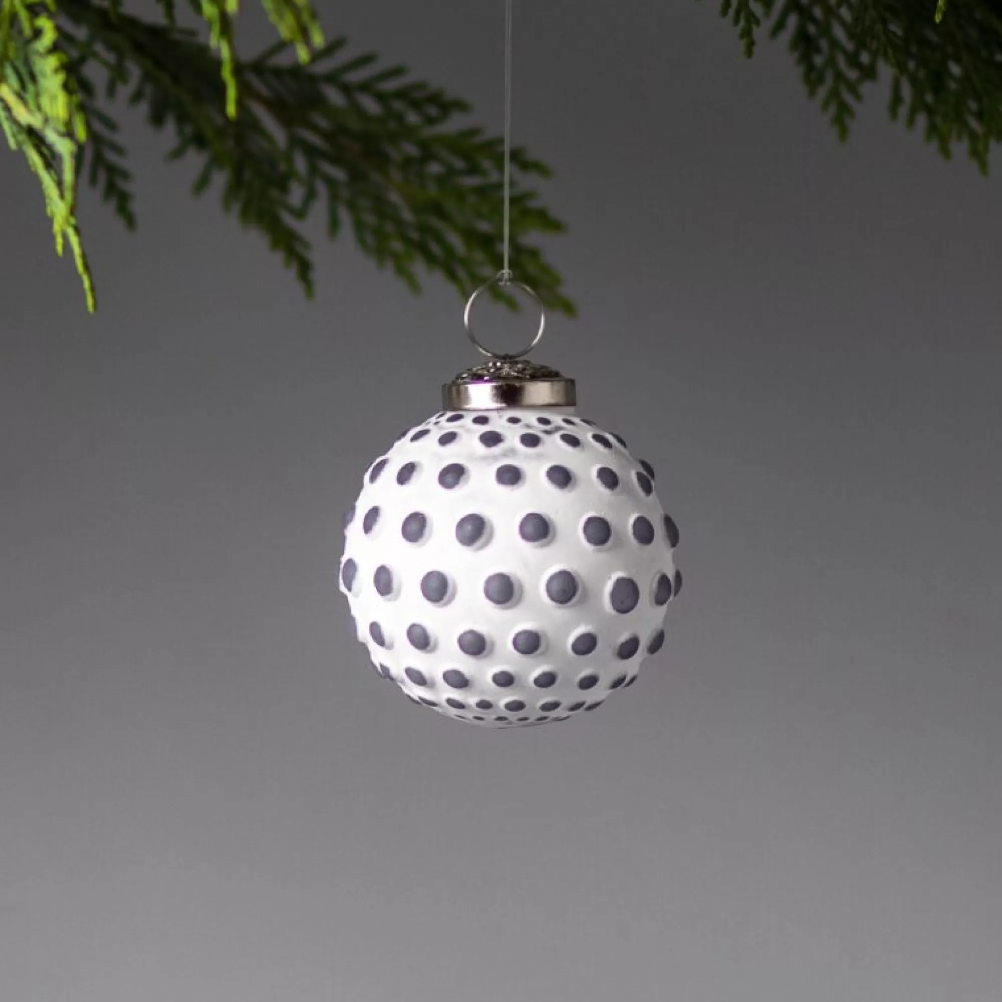 Best Sale Be Home White & Grey Glass Ornament, Dotted Ball