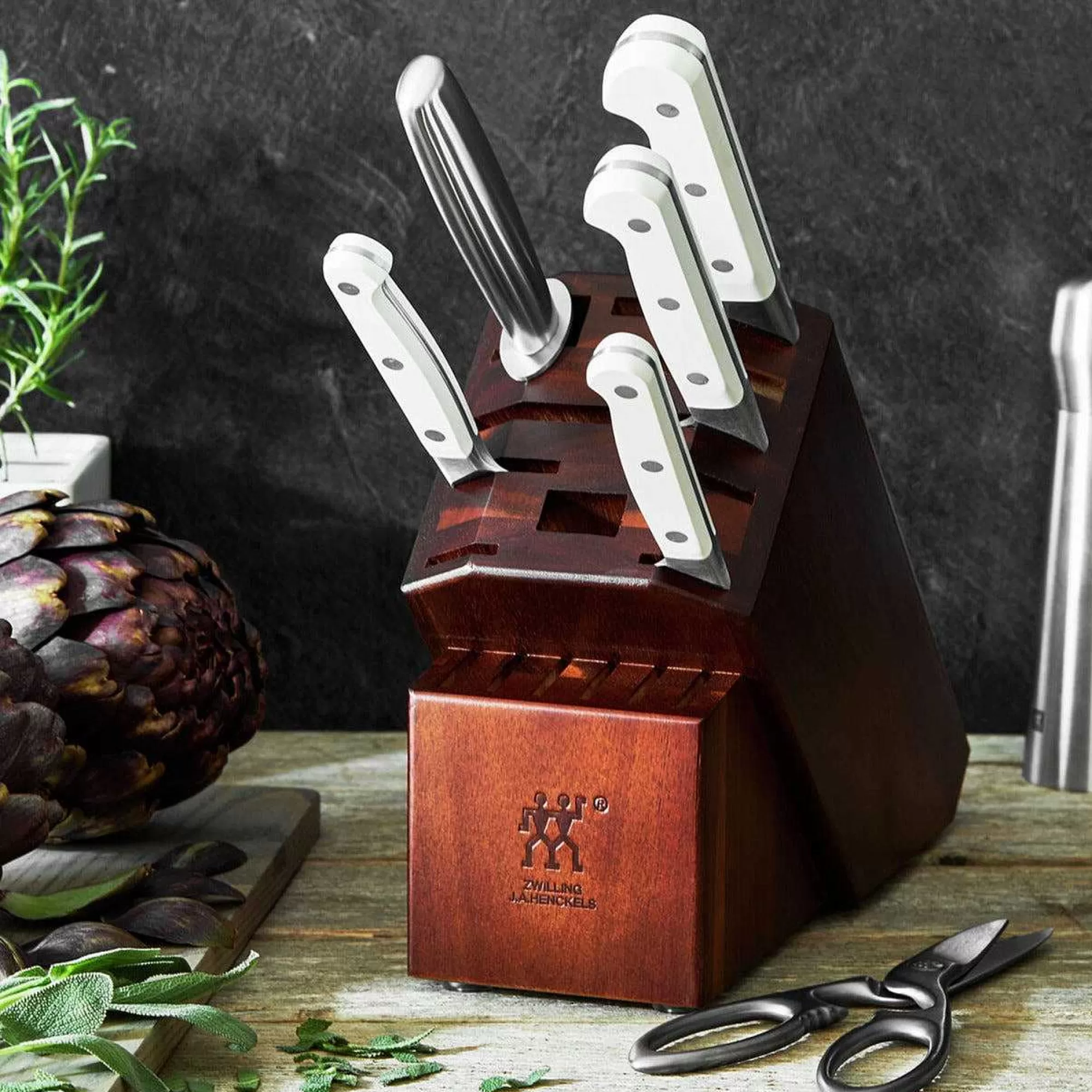 Be Home Cutlery Sets<Zwilling Pro Le Blanc, 7pc Block Set with Acacia Block